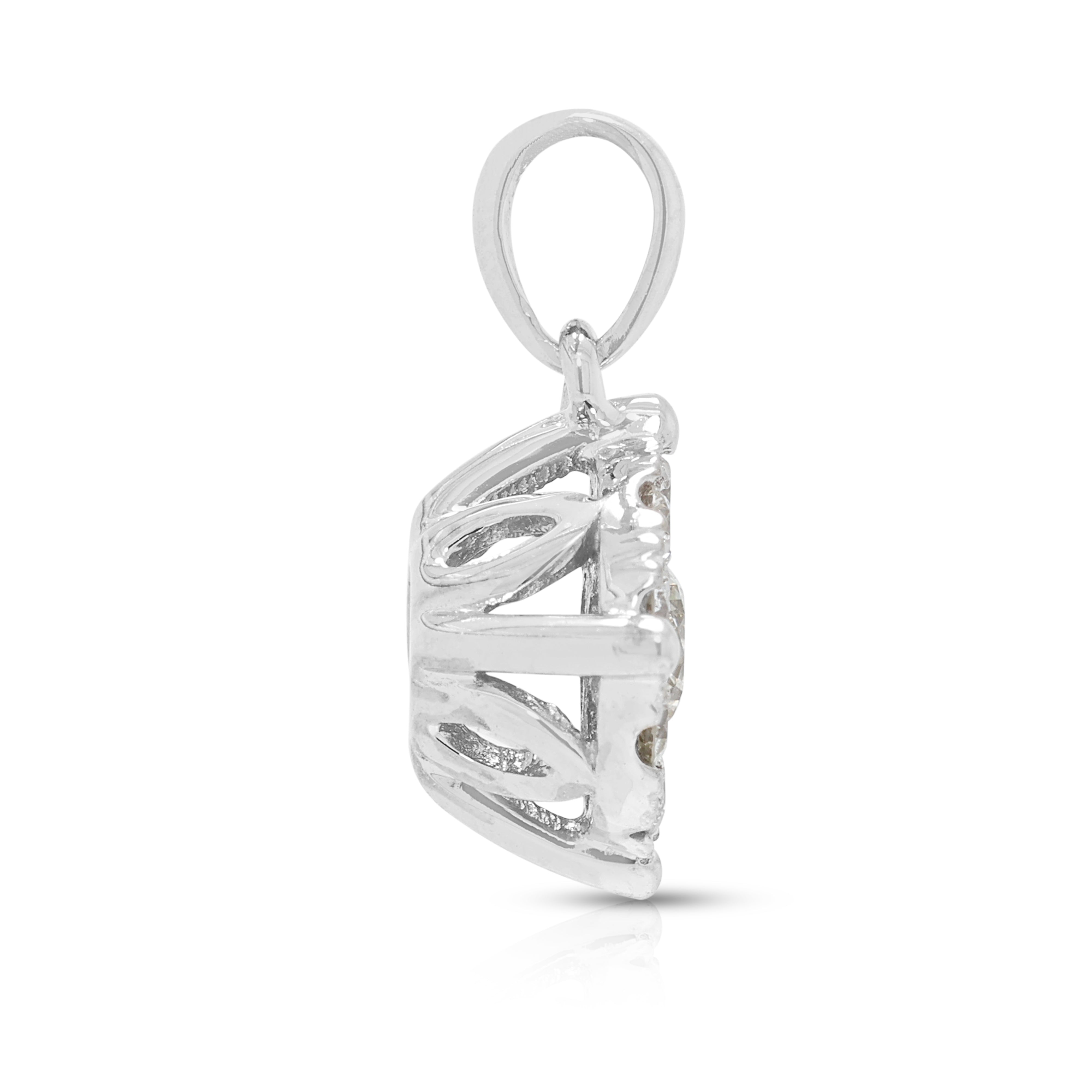 Brilliant Gold Heart 0.30ct Natural Diamond Cluster Pendant in 14K White Gold