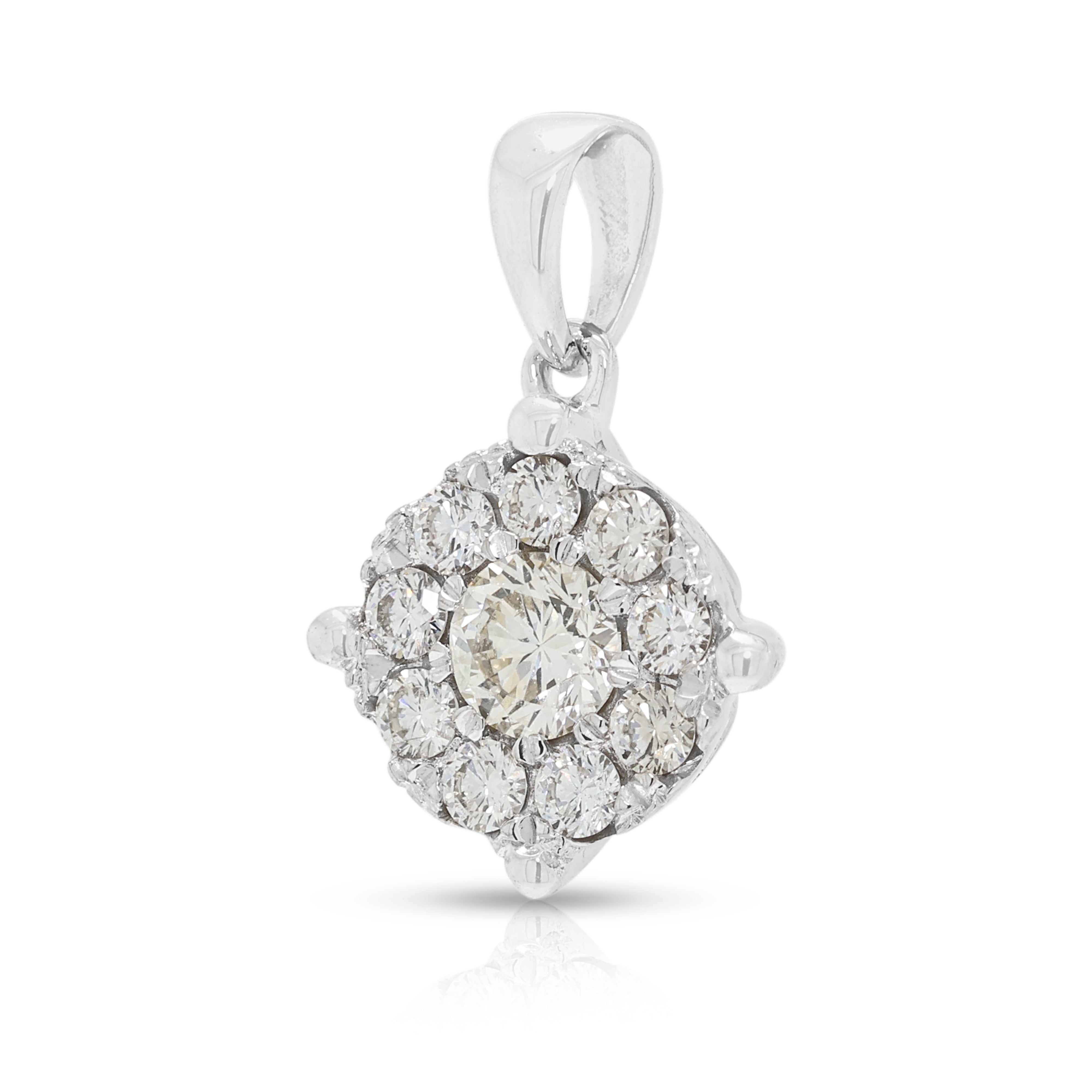 Brilliant Gold Heart 0.30ct Natural Diamond Cluster Pendant in 14K White Gold