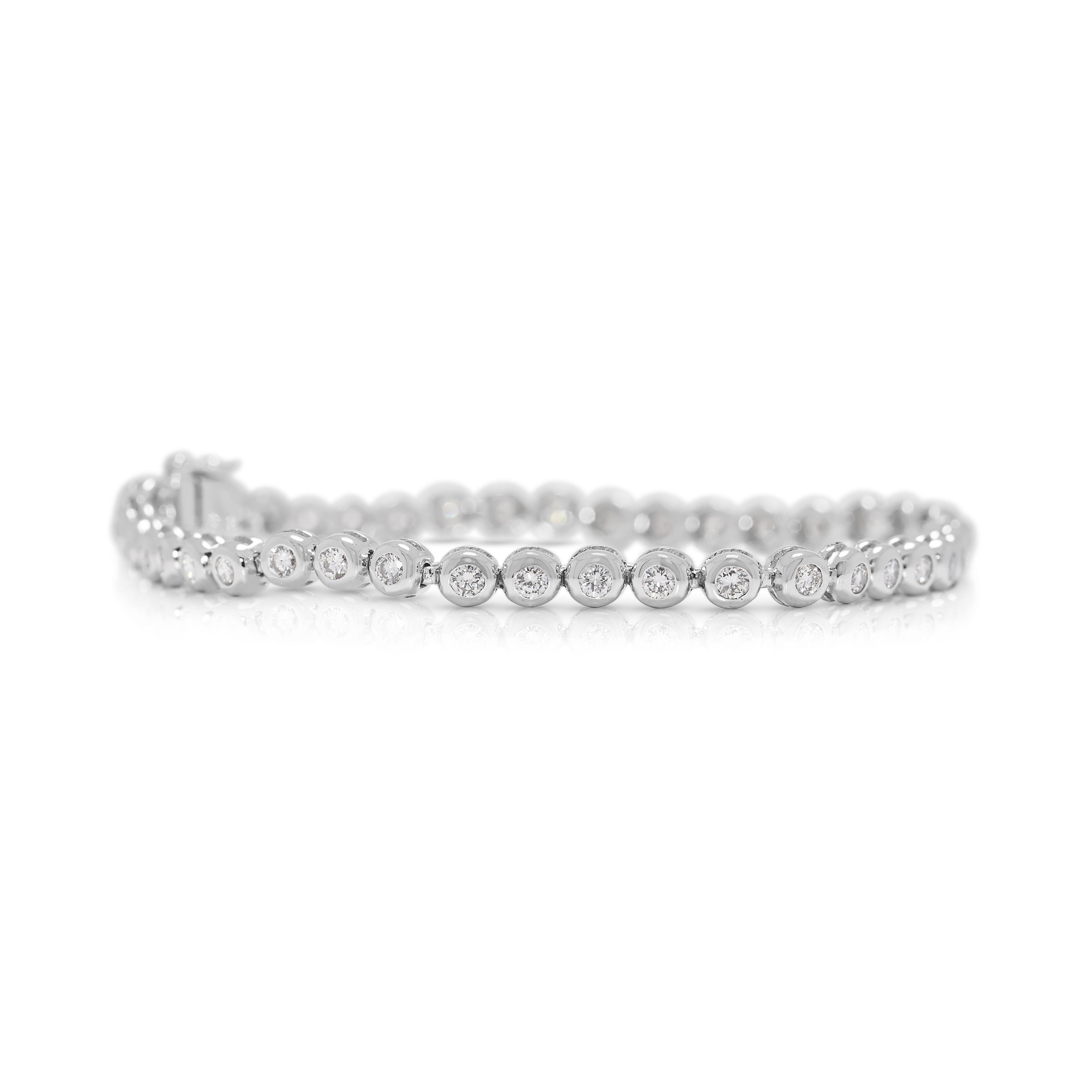 Glittering 0.82ct Natural Diamond Tennis Bracelet in 18K White Gold