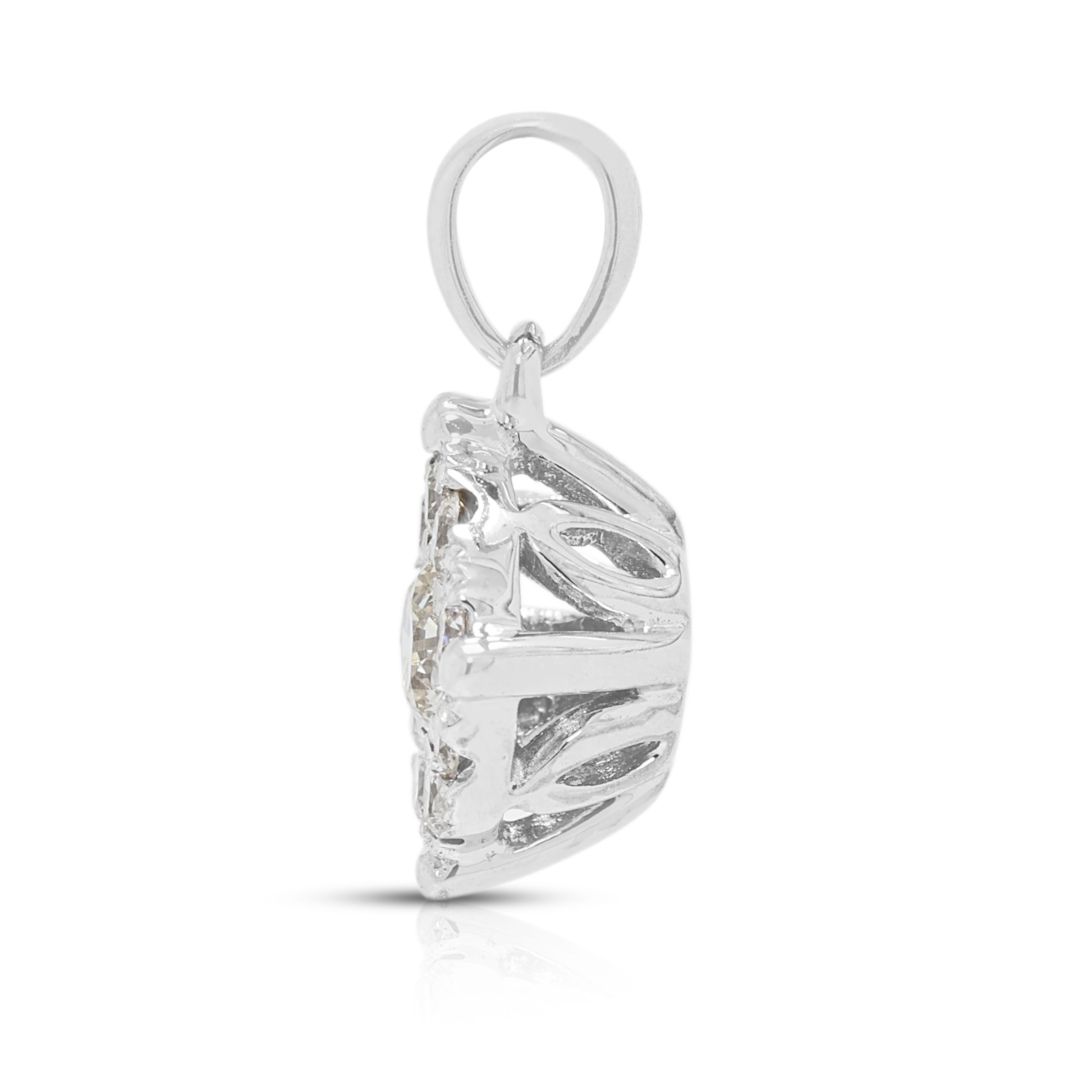 Brilliant Gold Heart 0.30ct Natural Diamond Cluster Pendant in 14K White Gold