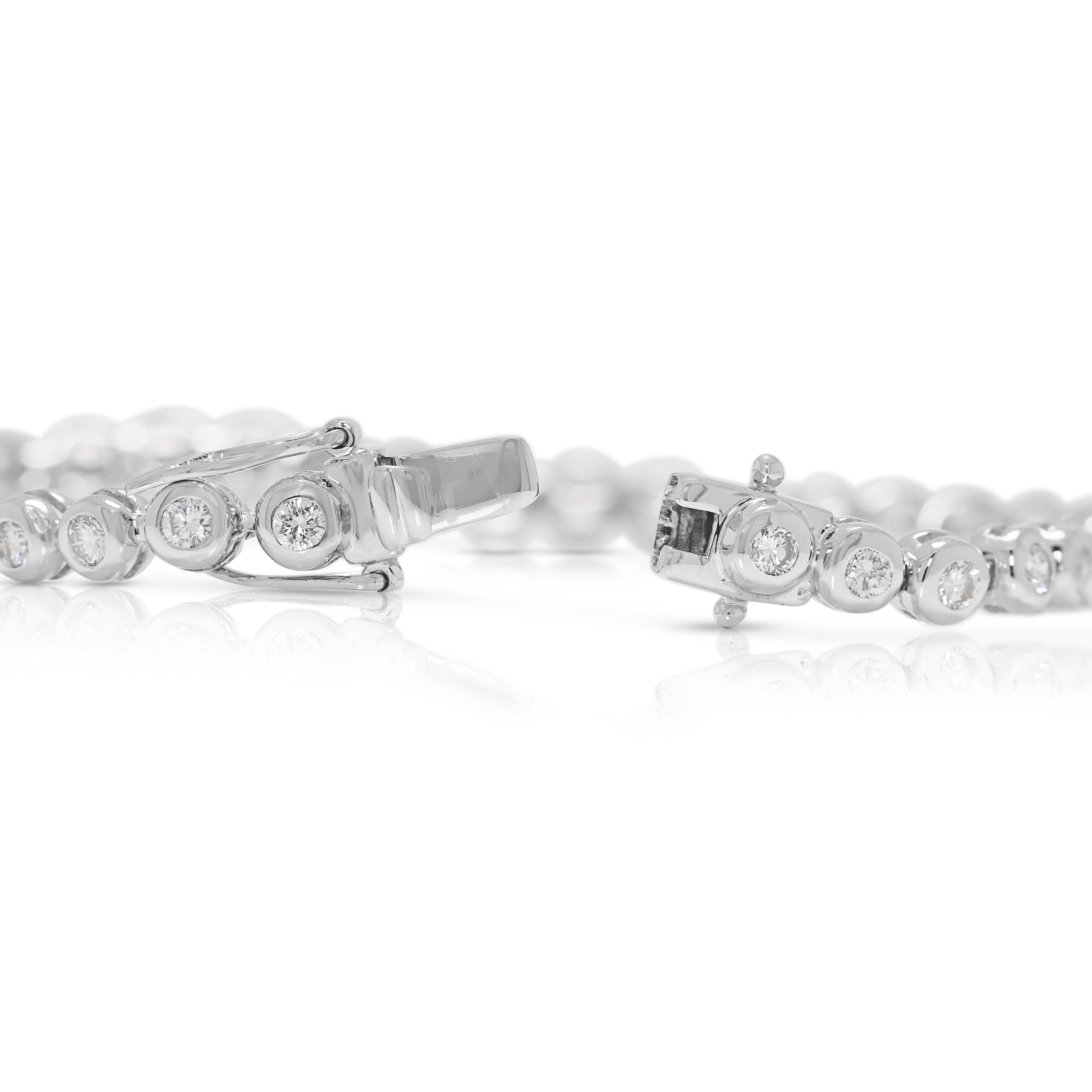 Glittering 0.82ct Natural Diamond Tennis Bracelet in 18K White Gold