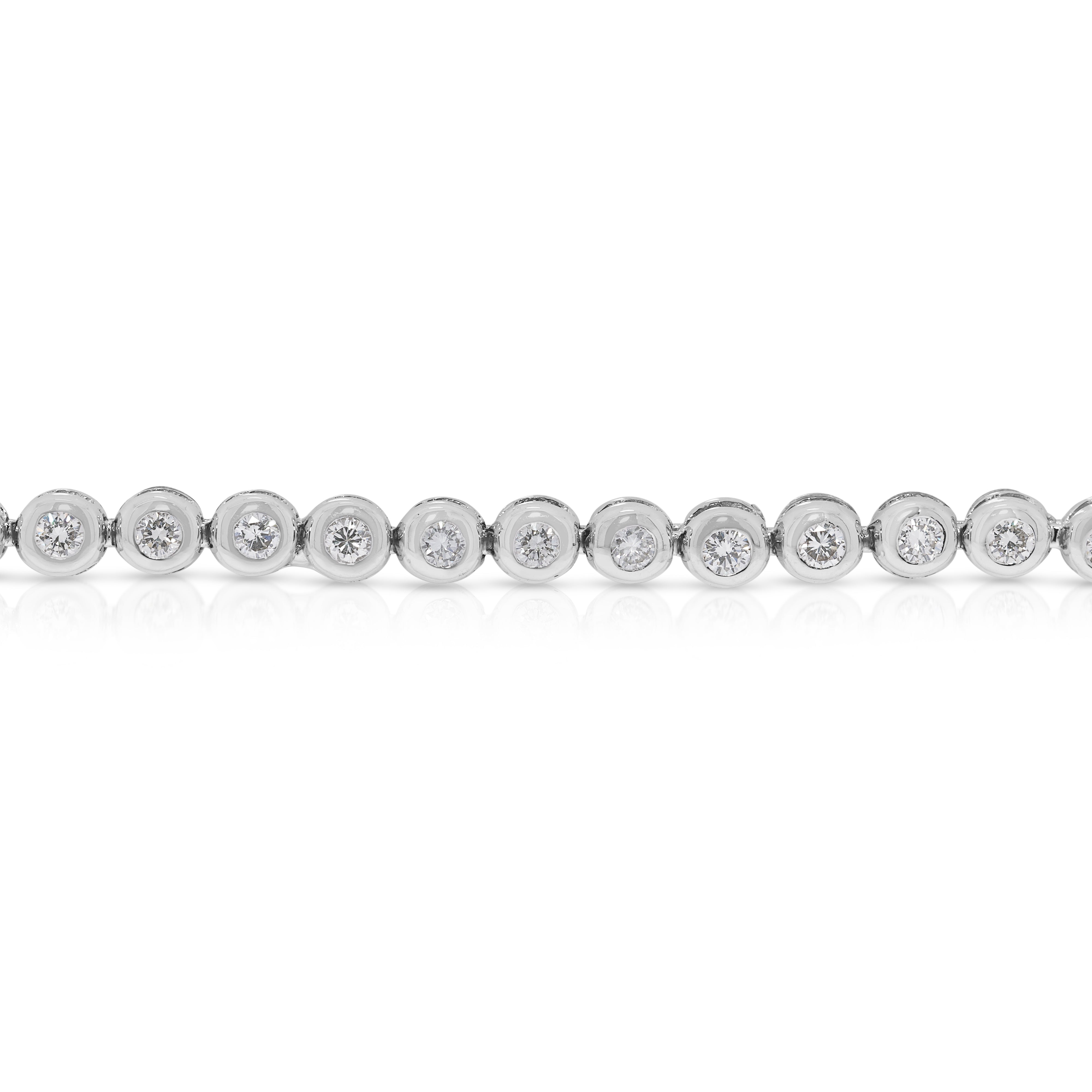 Glittering 0.82ct Natural Diamond Tennis Bracelet in 18K White Gold