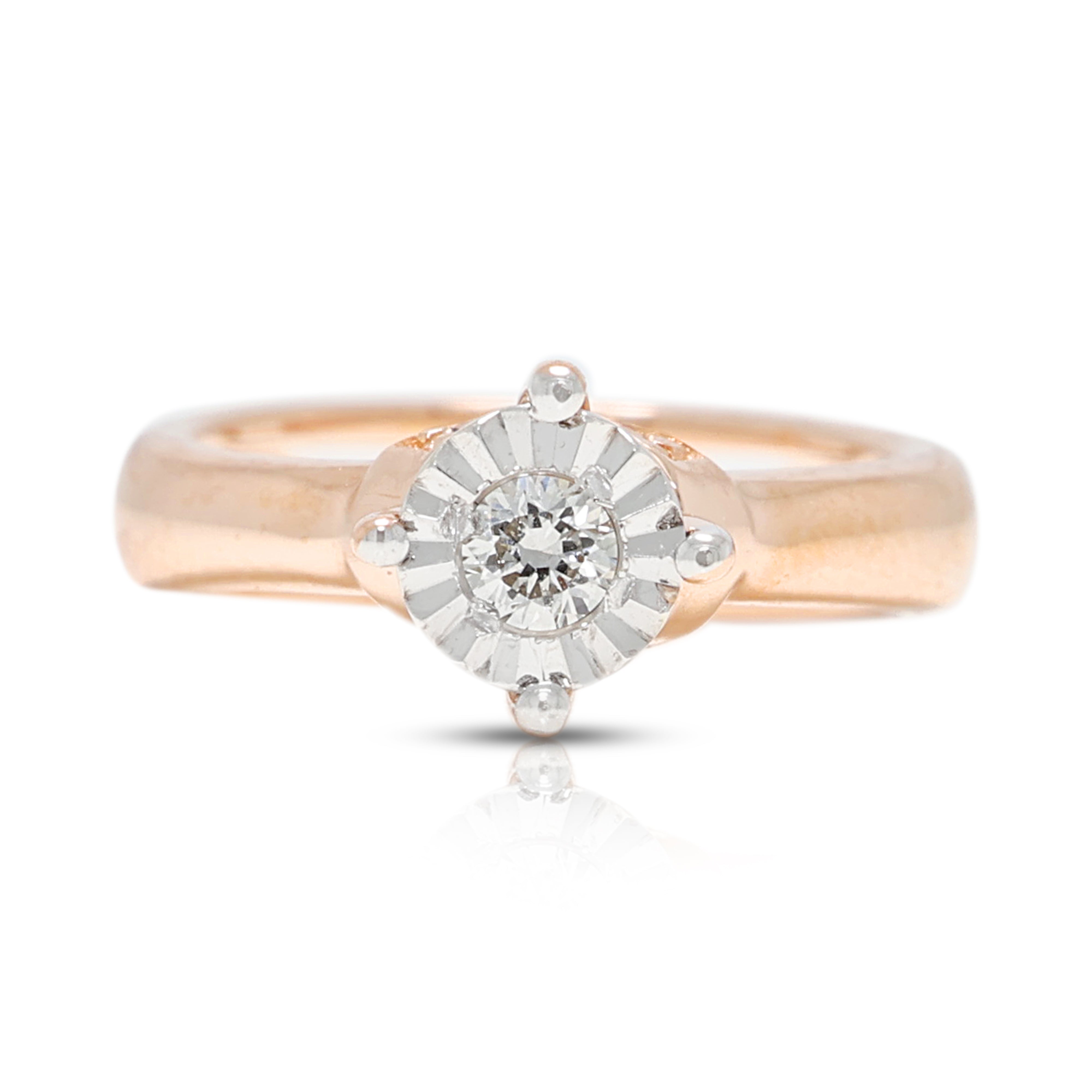Exquisite 0.04ct Natural Diamond Miniature Ring Pendant in 14K Rose Gold