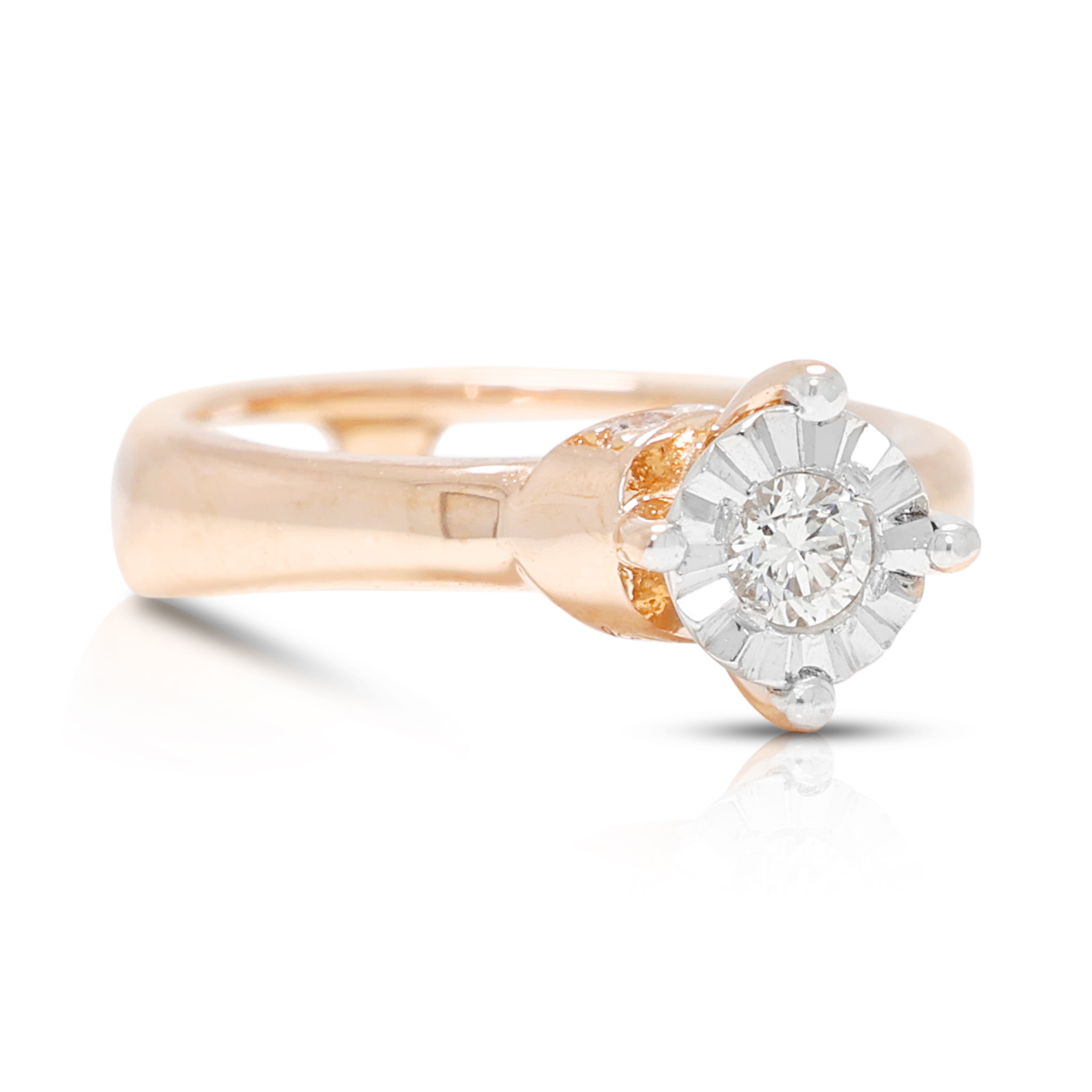 Exquisite 0.04ct Natural Diamond Miniature Ring Pendant in 14K Rose Gold