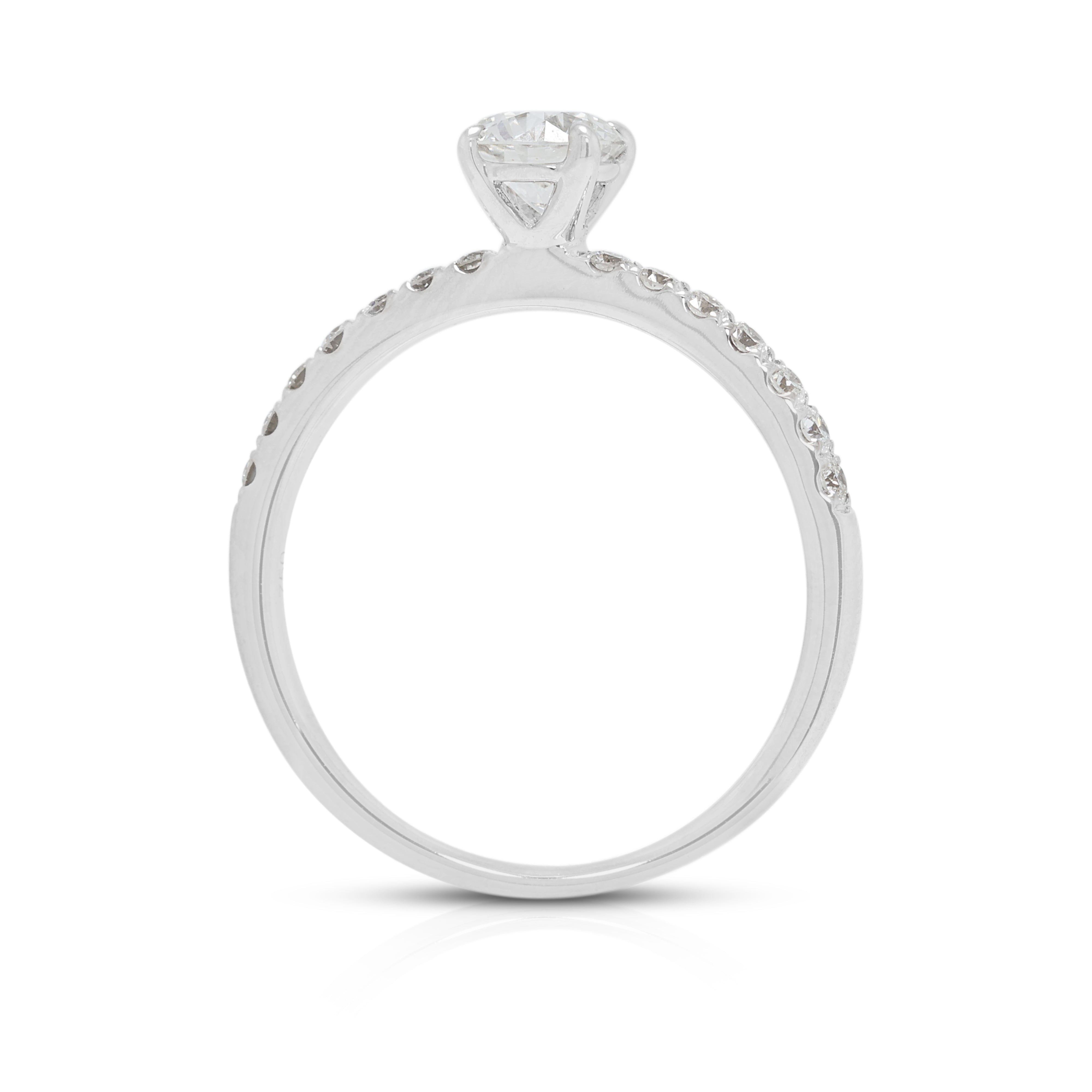 Exquisite 0.71ct Natural Diamond Ring in 18K White Gold (Unworn) by Michael Trio - GIA Certified