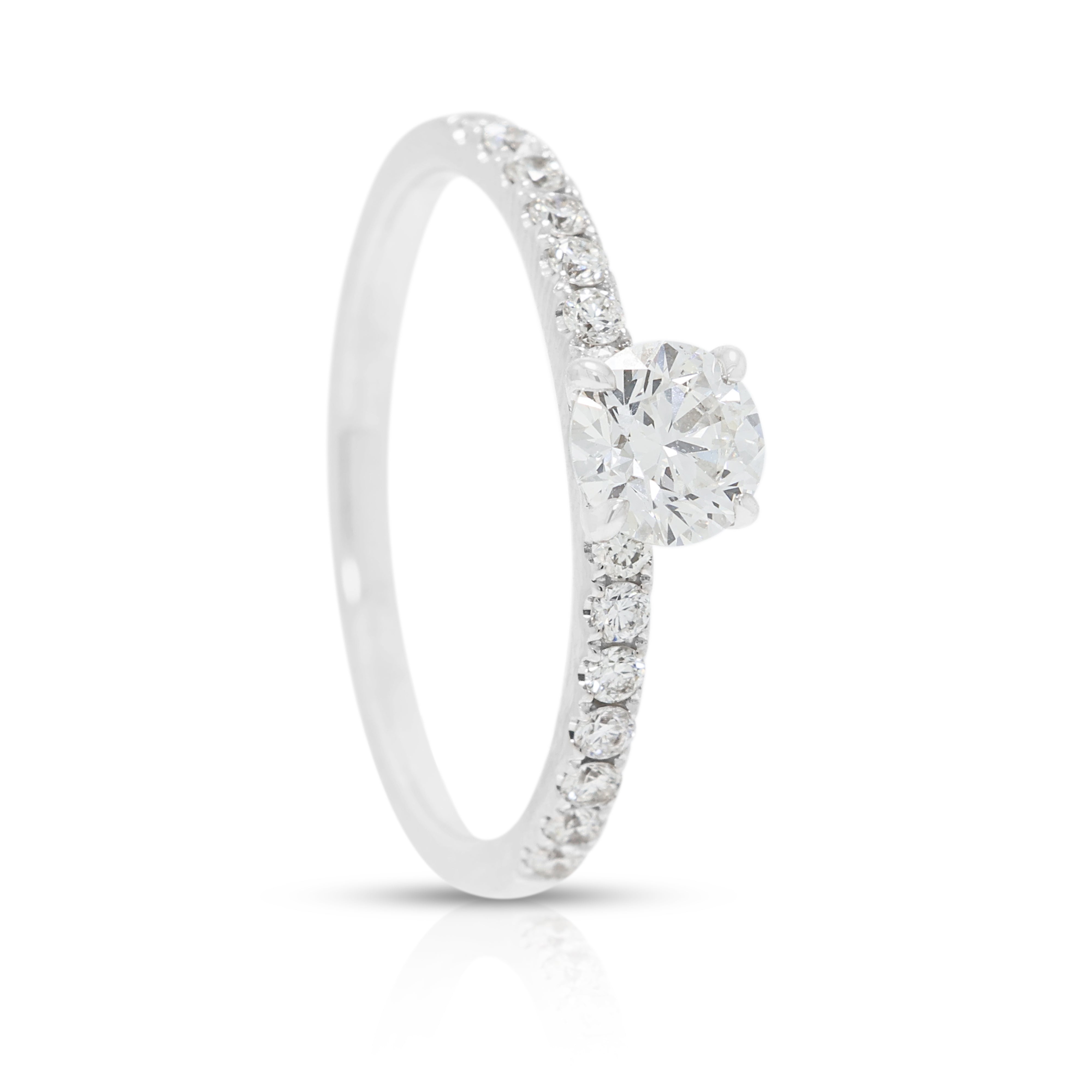Exquisite 0.71ct Natural Diamond Ring in 18K White Gold (Unworn) by Michael Trio - GIA Certified