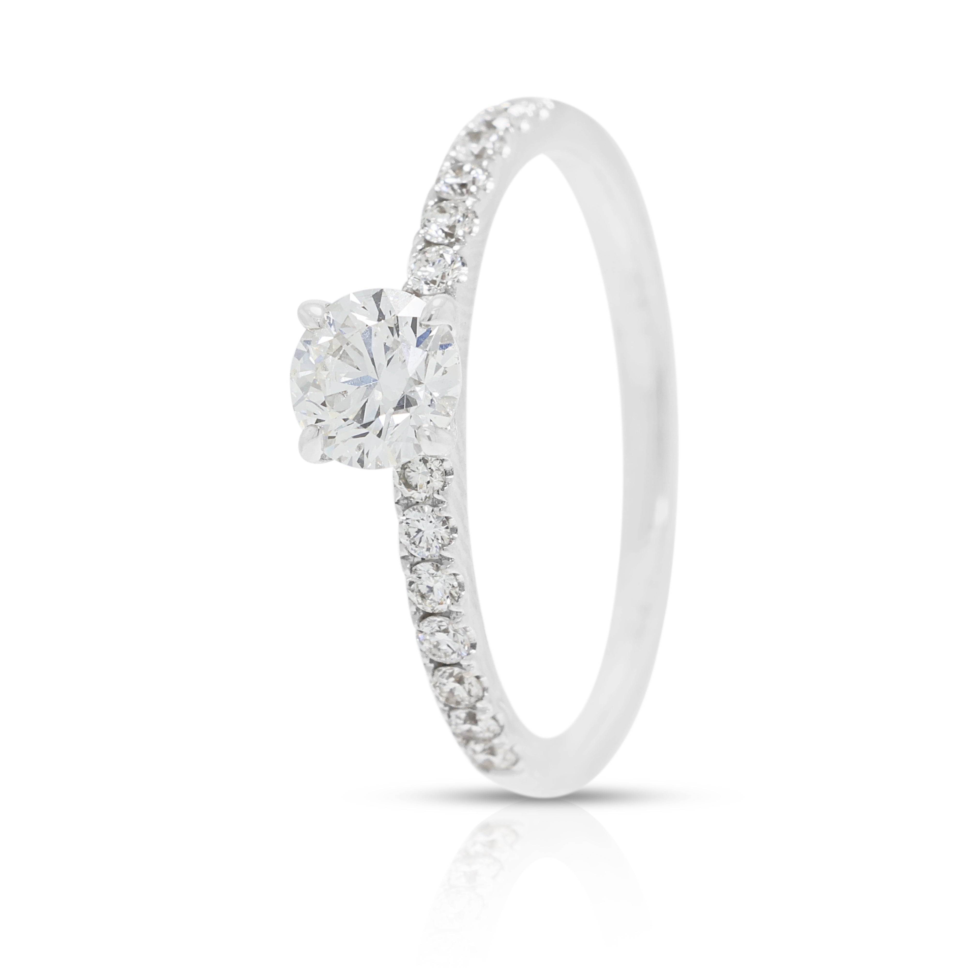 Exquisite 0.71ct Natural Diamond Ring in 18K White Gold (Unworn) by Michael Trio - GIA Certified