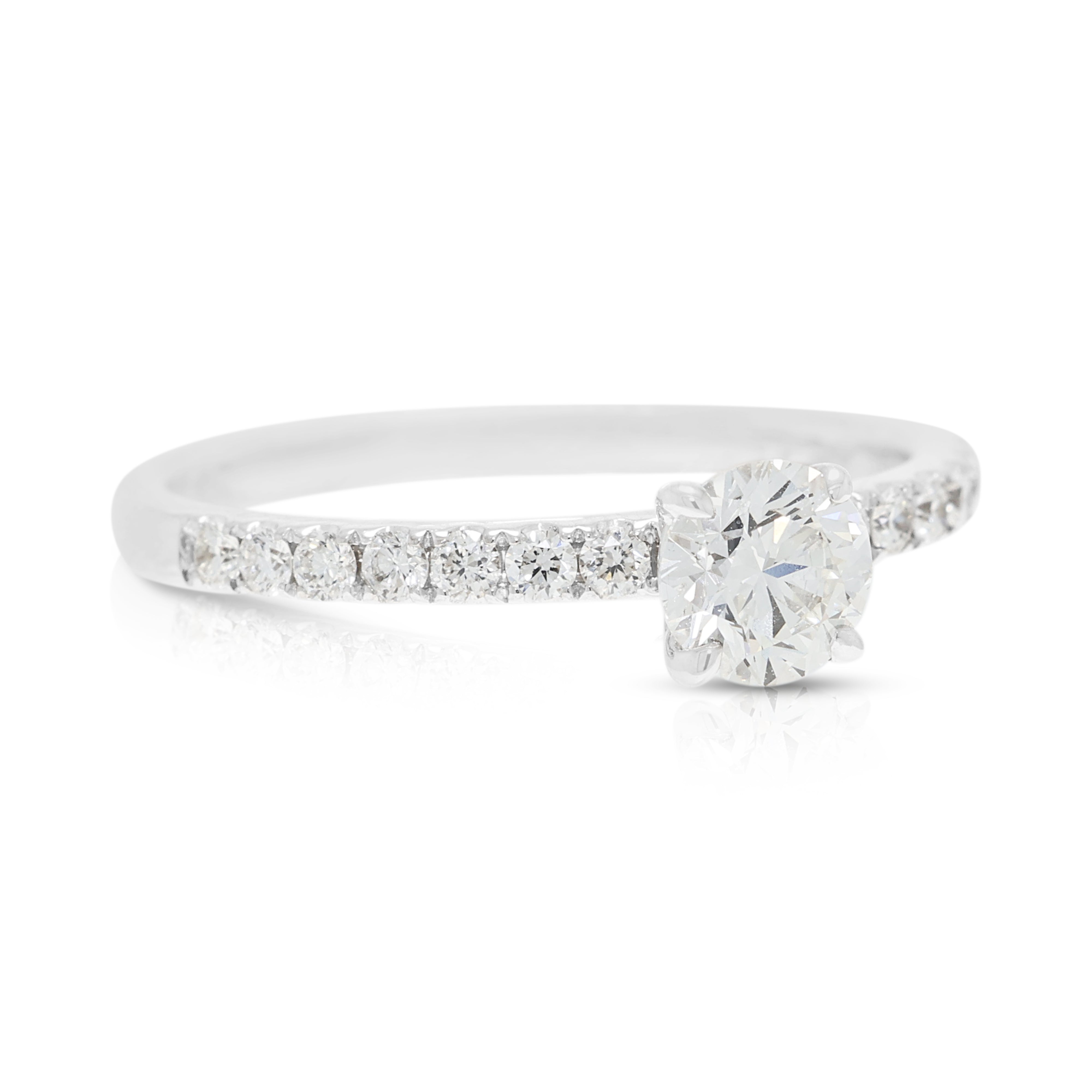 Exquisite 0.71ct Natural Diamond Ring in 18K White Gold (Unworn) by Michael Trio - GIA Certified