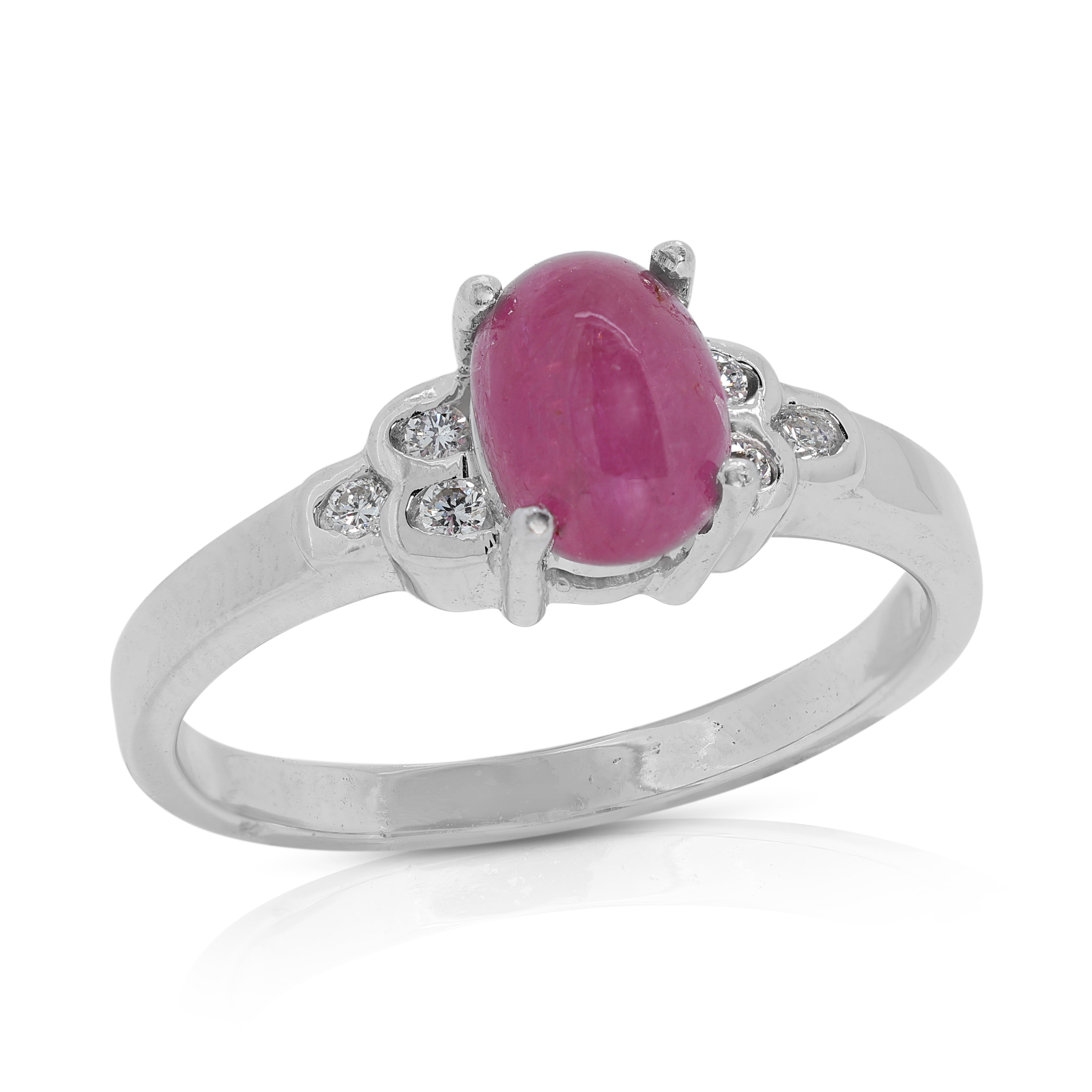 Stunning 1 carat and 27 points Sapphire and Natural Diamond Ring in 18K White Gold