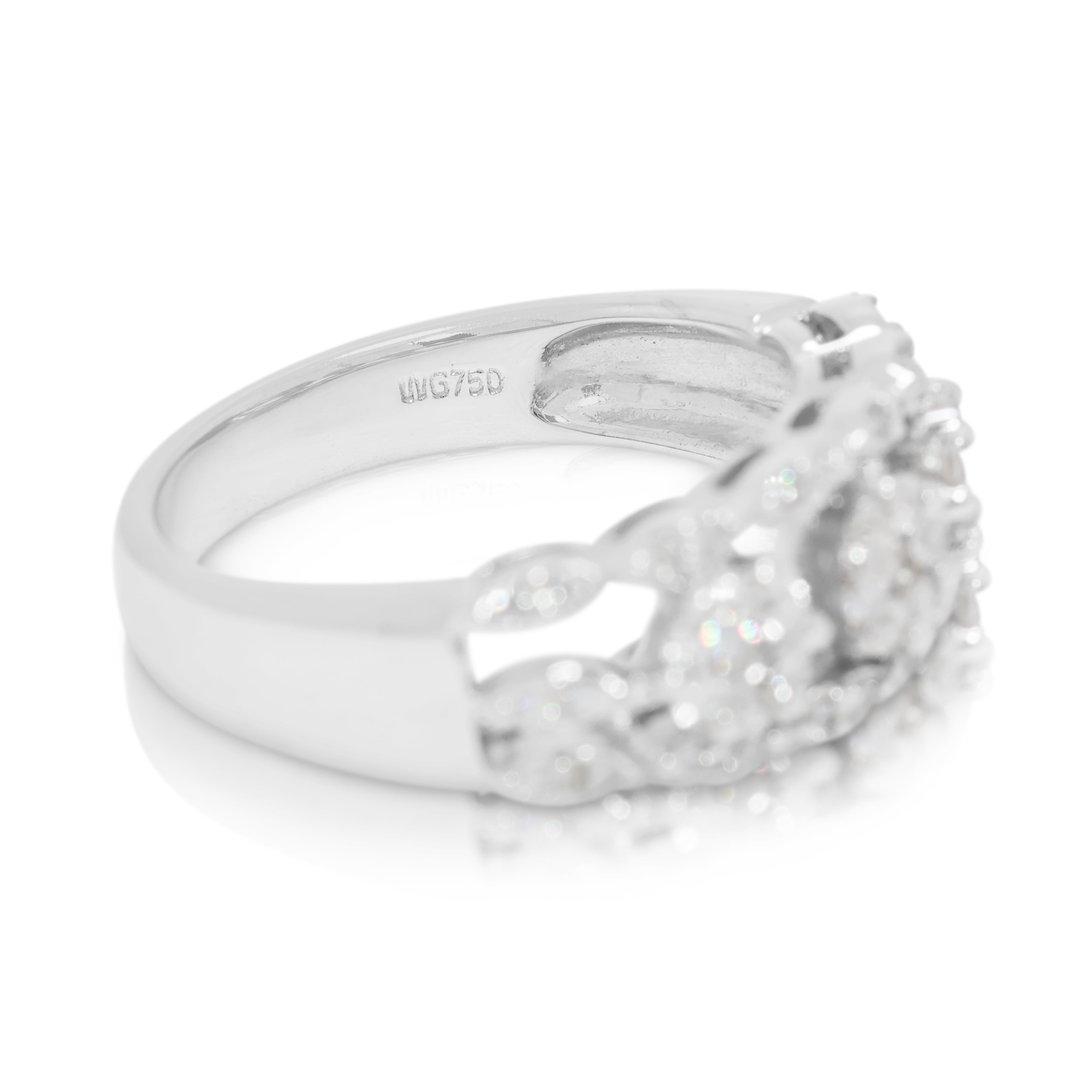 Dazzling 0.35ct Natural Diamond Cluster Ring in 18K White Gold