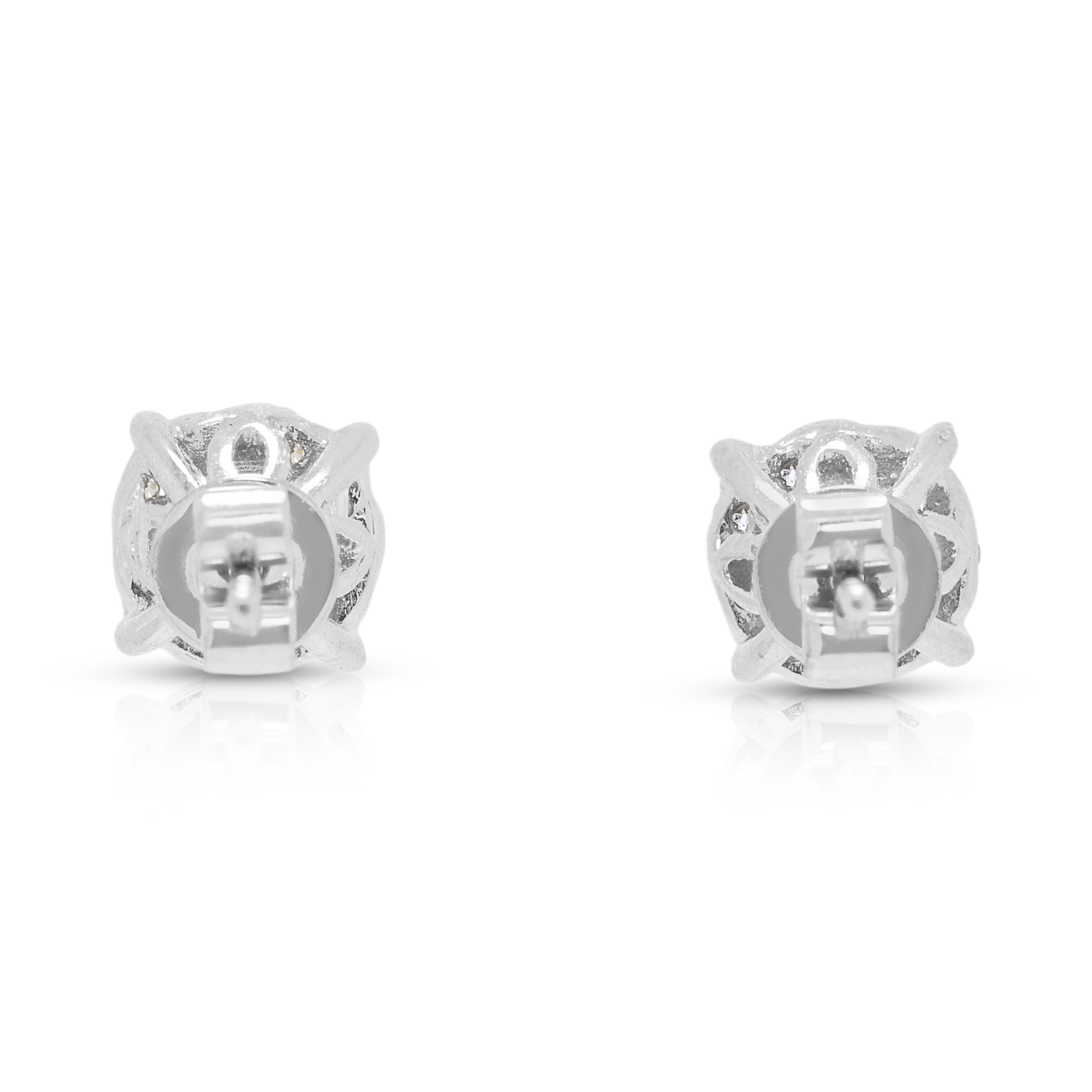 Spectacular Gold Heart 0.46ct Natural Diamond Cluster Stud Earrings in 14K White Gold