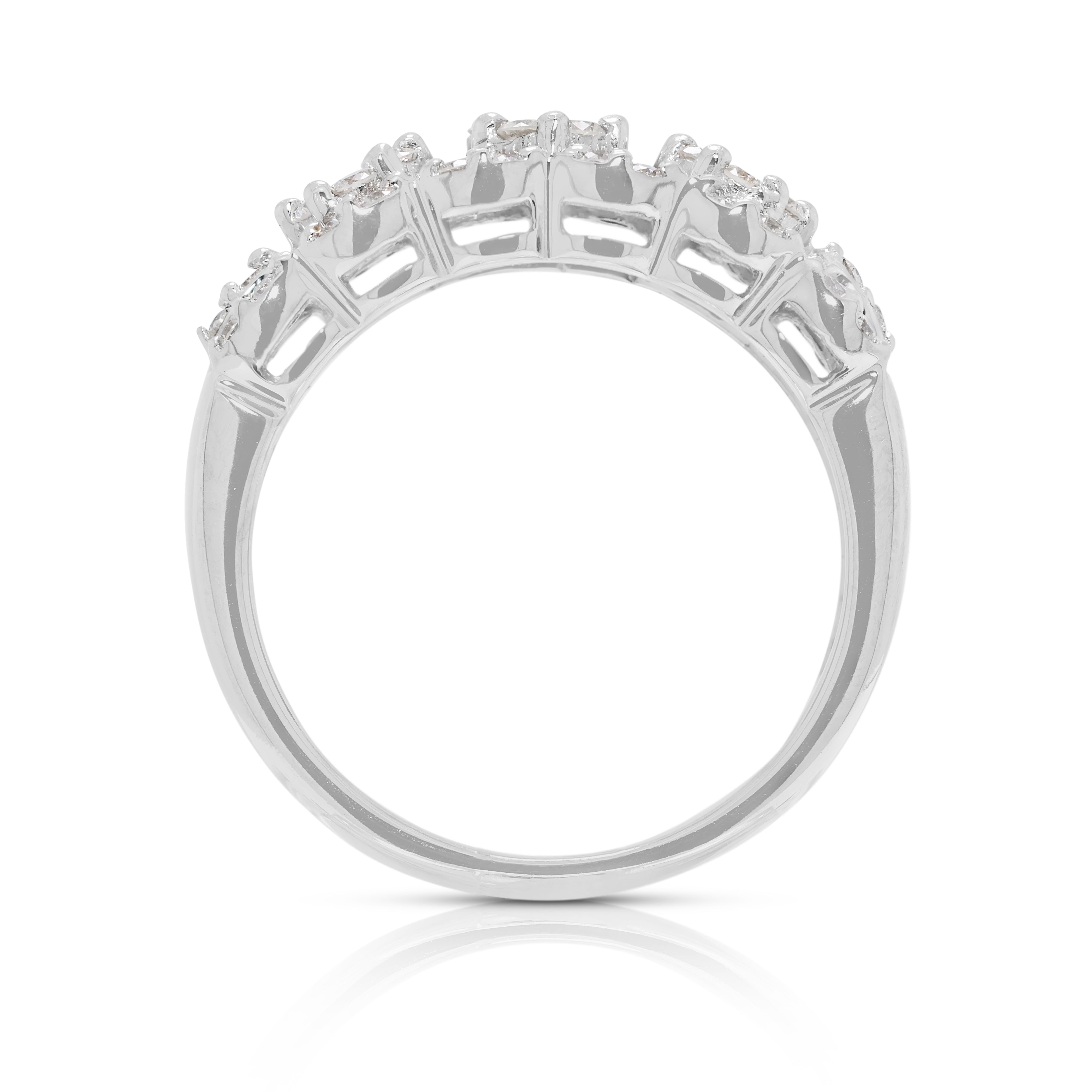Dazzling 0.35ct Natural Diamond Cluster Ring in 18K White Gold