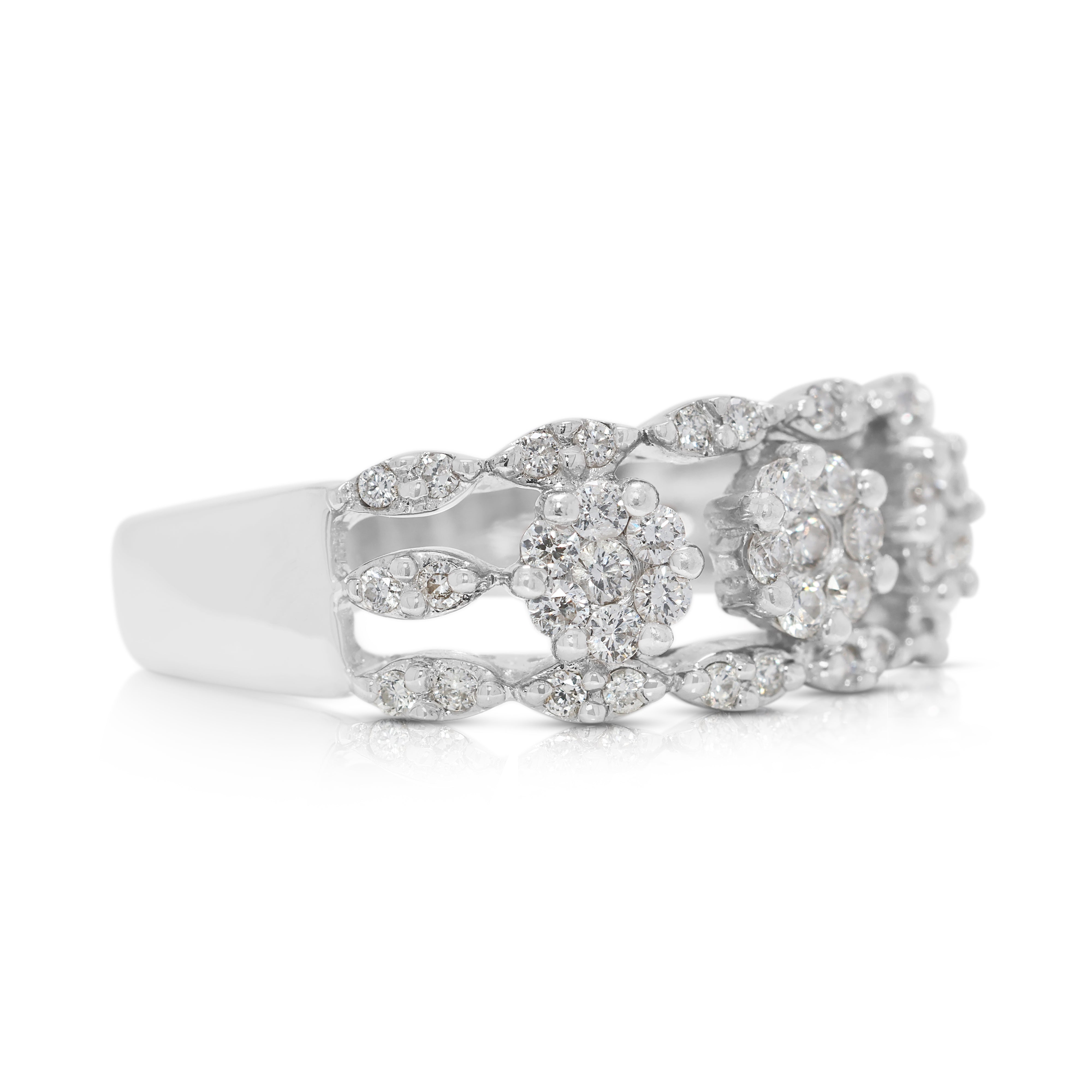 Dazzling 0.35ct Natural Diamond Cluster Ring in 18K White Gold