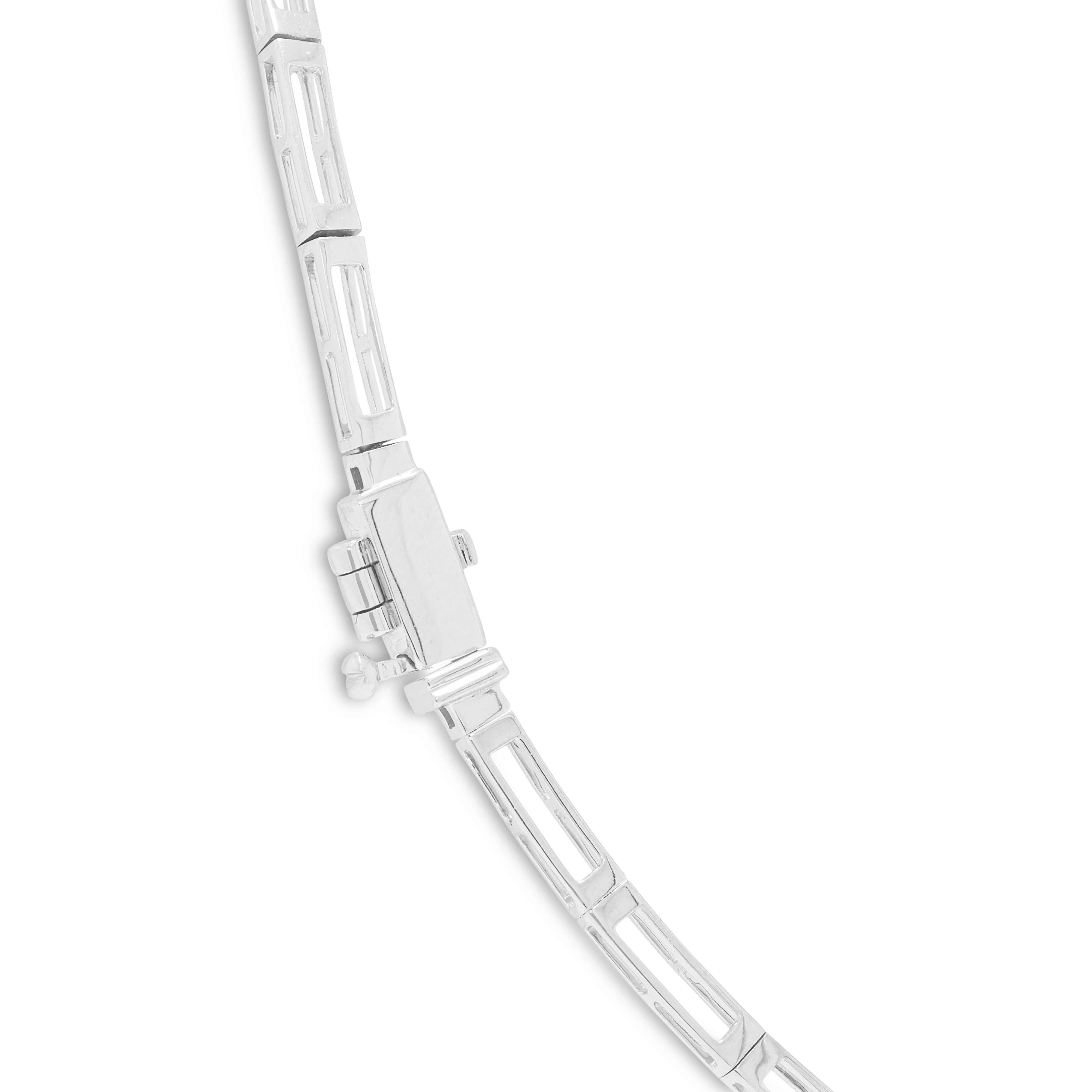 Spectacular 6.30ct Natural Diamond Geometric Necklace in 18K White Gold - GSI Certified