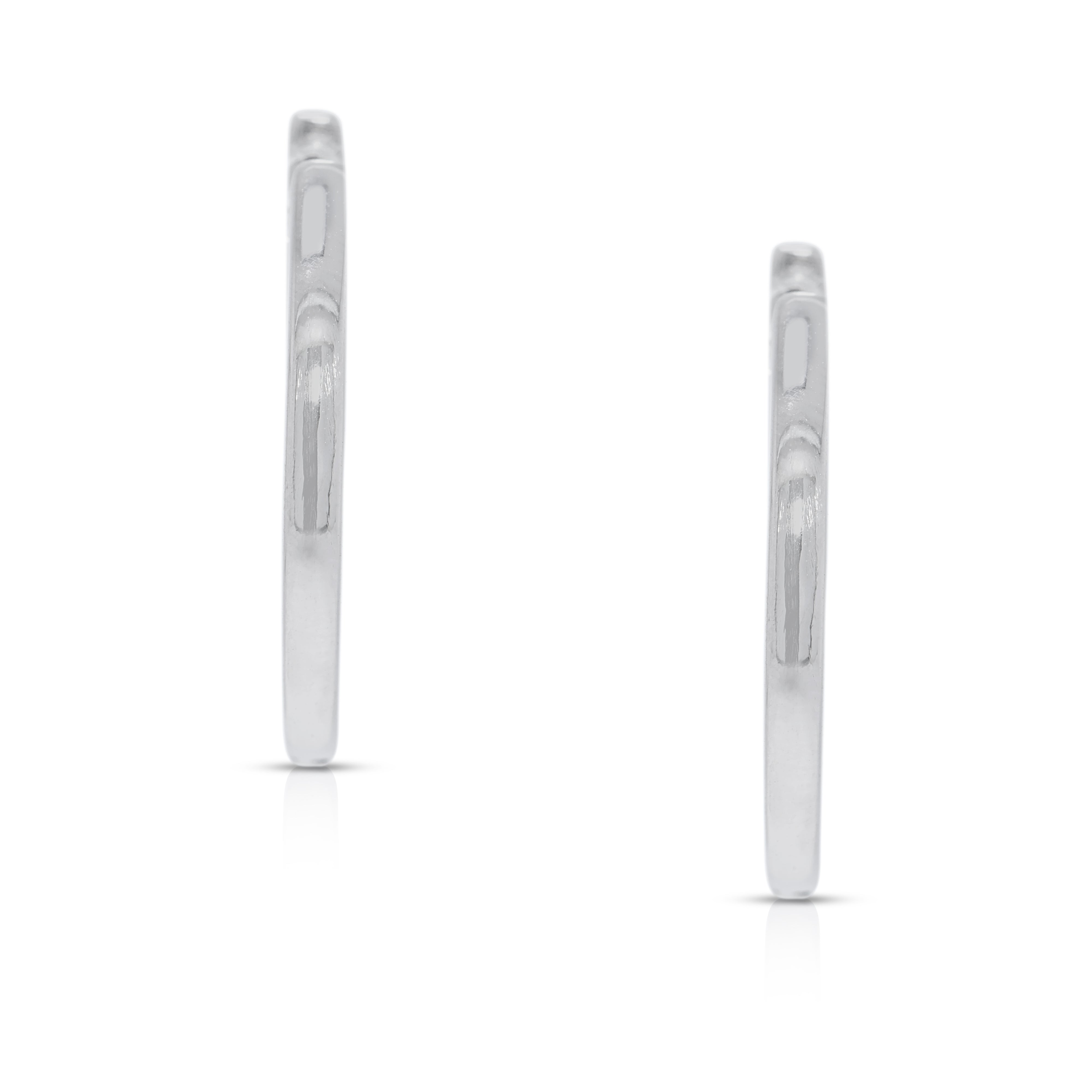 Resplendent 0.75ct Natural Diamonds Hoop Earrings in 18K White Gold