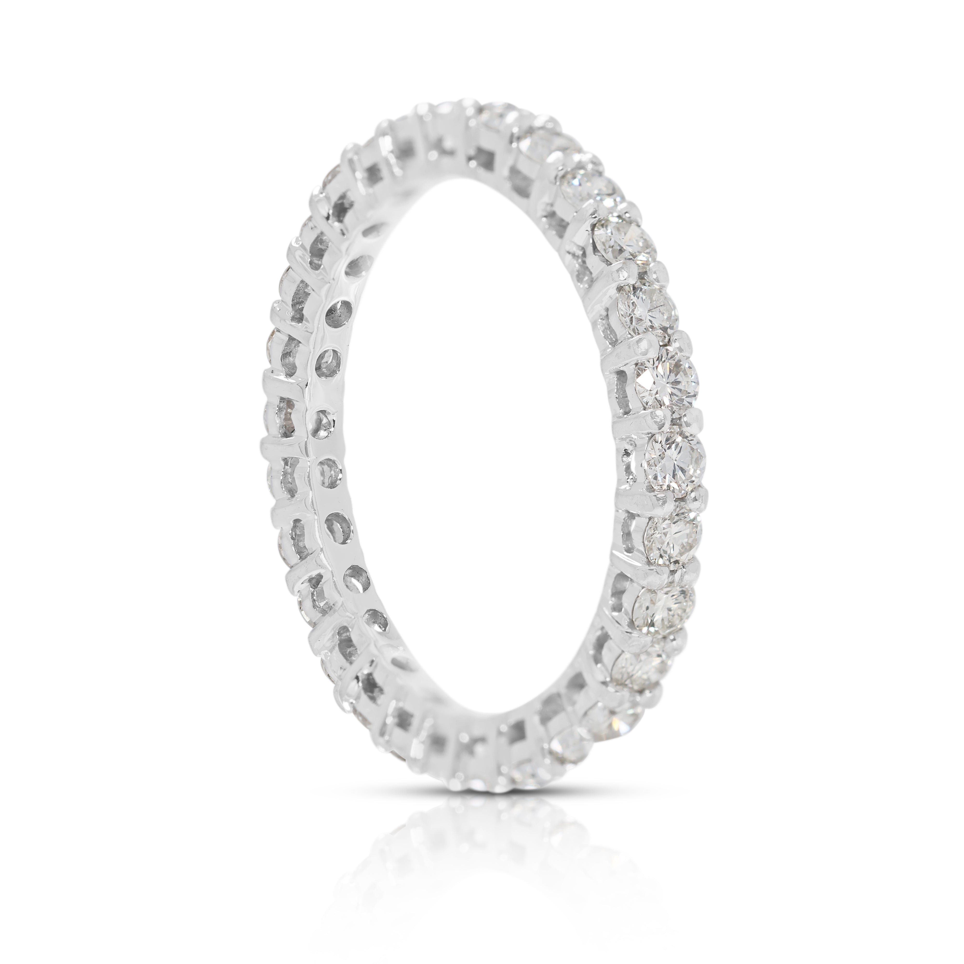 Timeless 1.08ct Natural Diamonds Eternity Ring in 14K White Gold (Unworn)