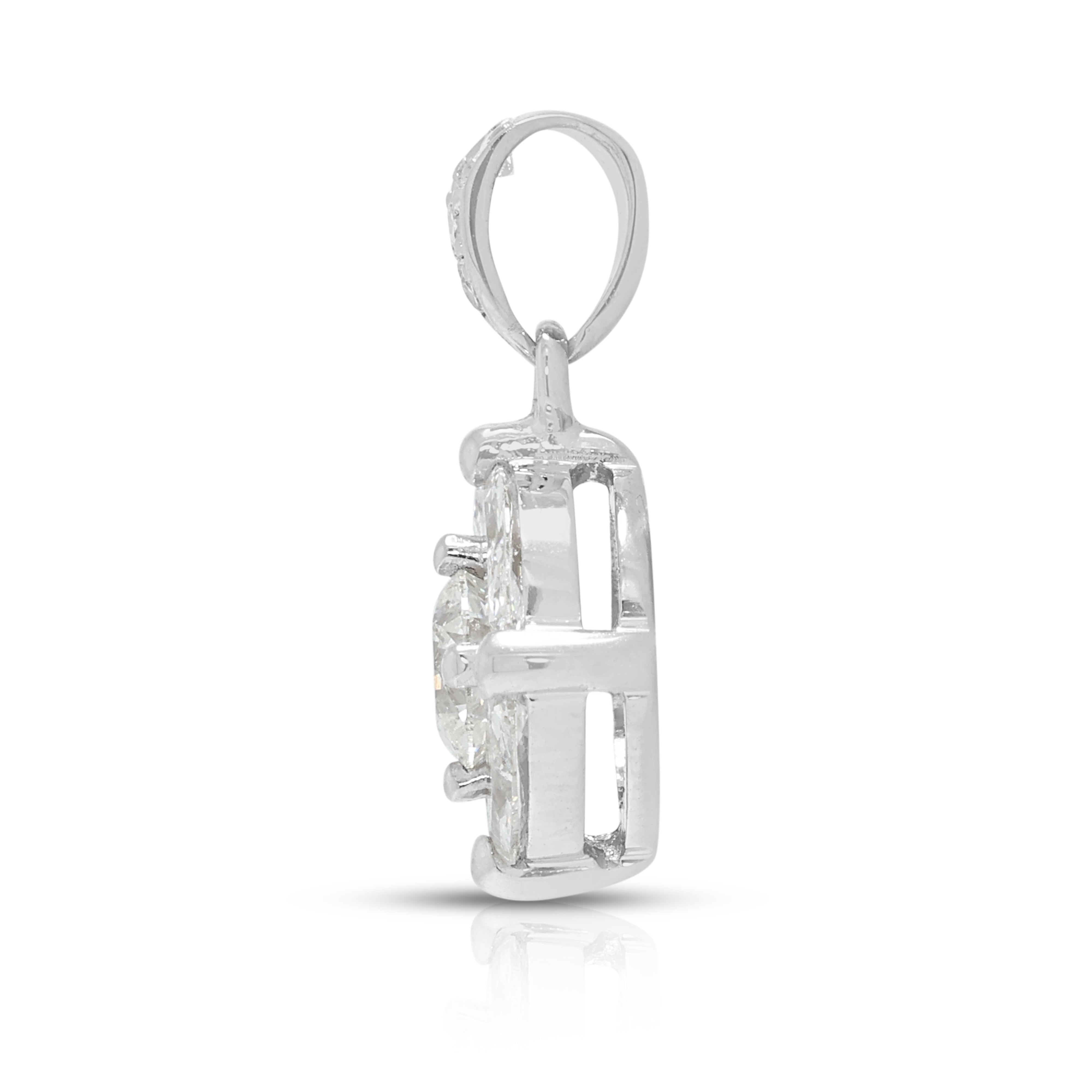 Exquisite 1.07ct Natural Diamond Star Cluster Pendant in 18K White Gold