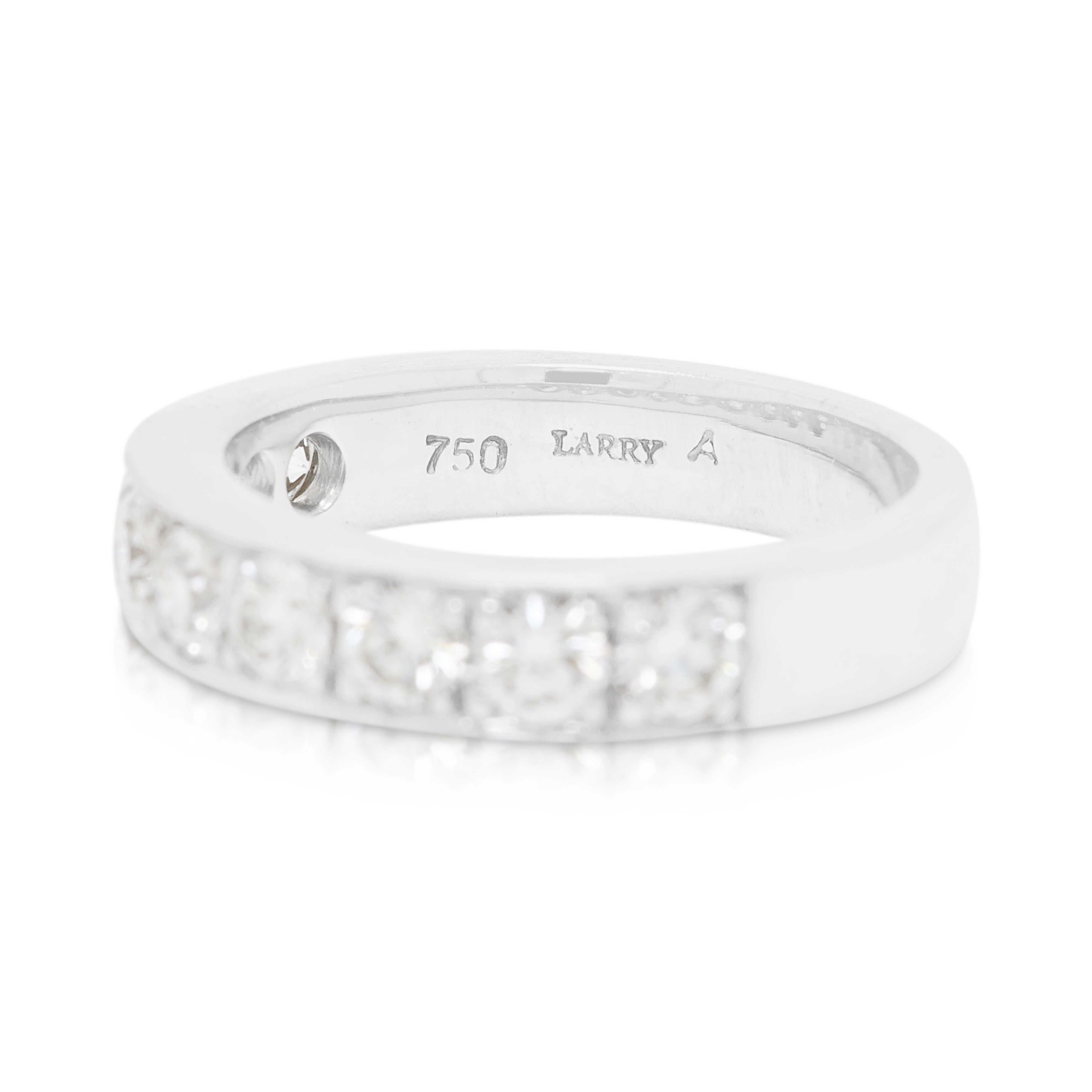 Refined 0.63ct Natural Diamond Channel-Set Band Ring in 18K White Gold