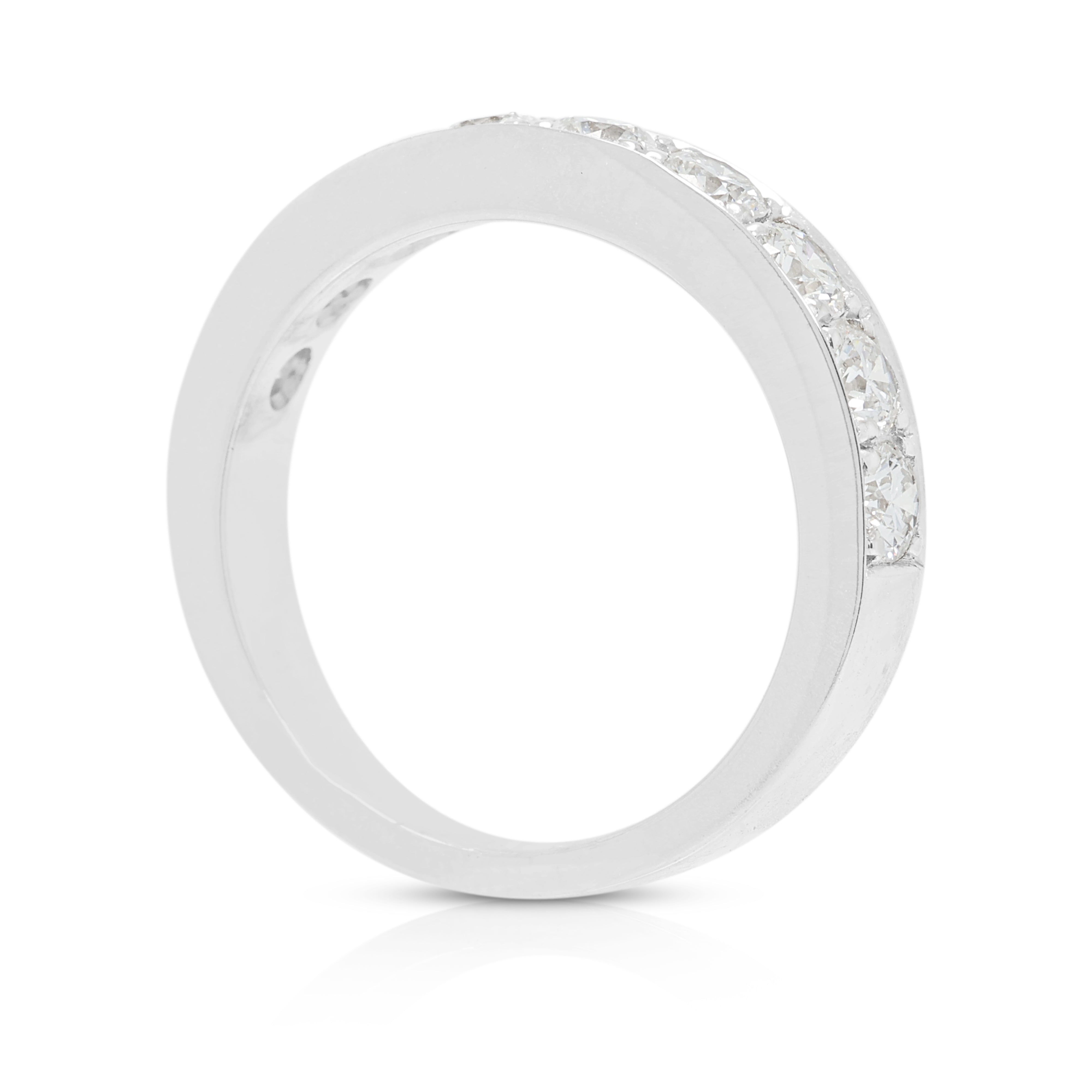 Refined 0.63ct Natural Diamond Channel-Set Band Ring in 18K White Gold