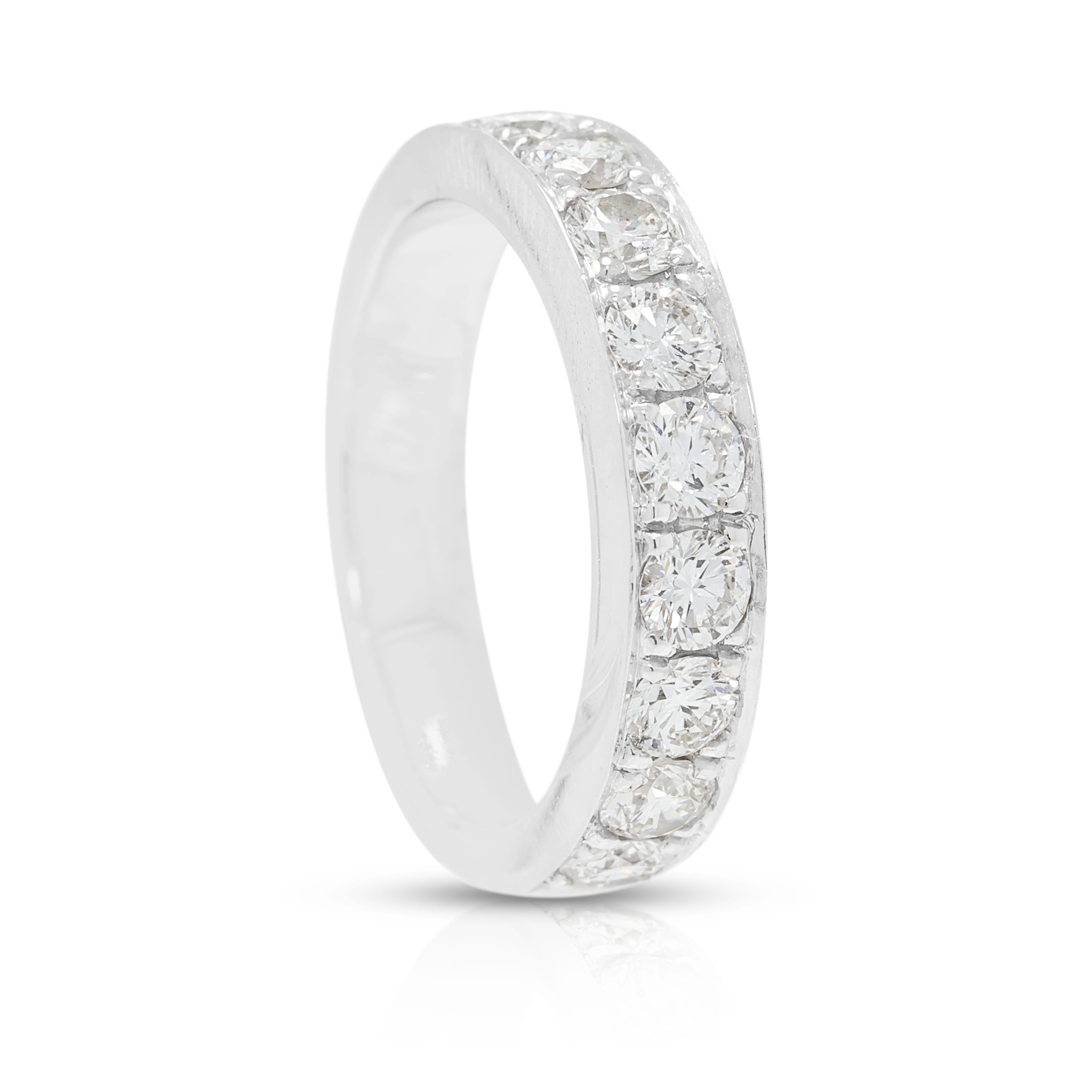 Refined 0.63ct Natural Diamond Channel-Set Band Ring in 18K White Gold