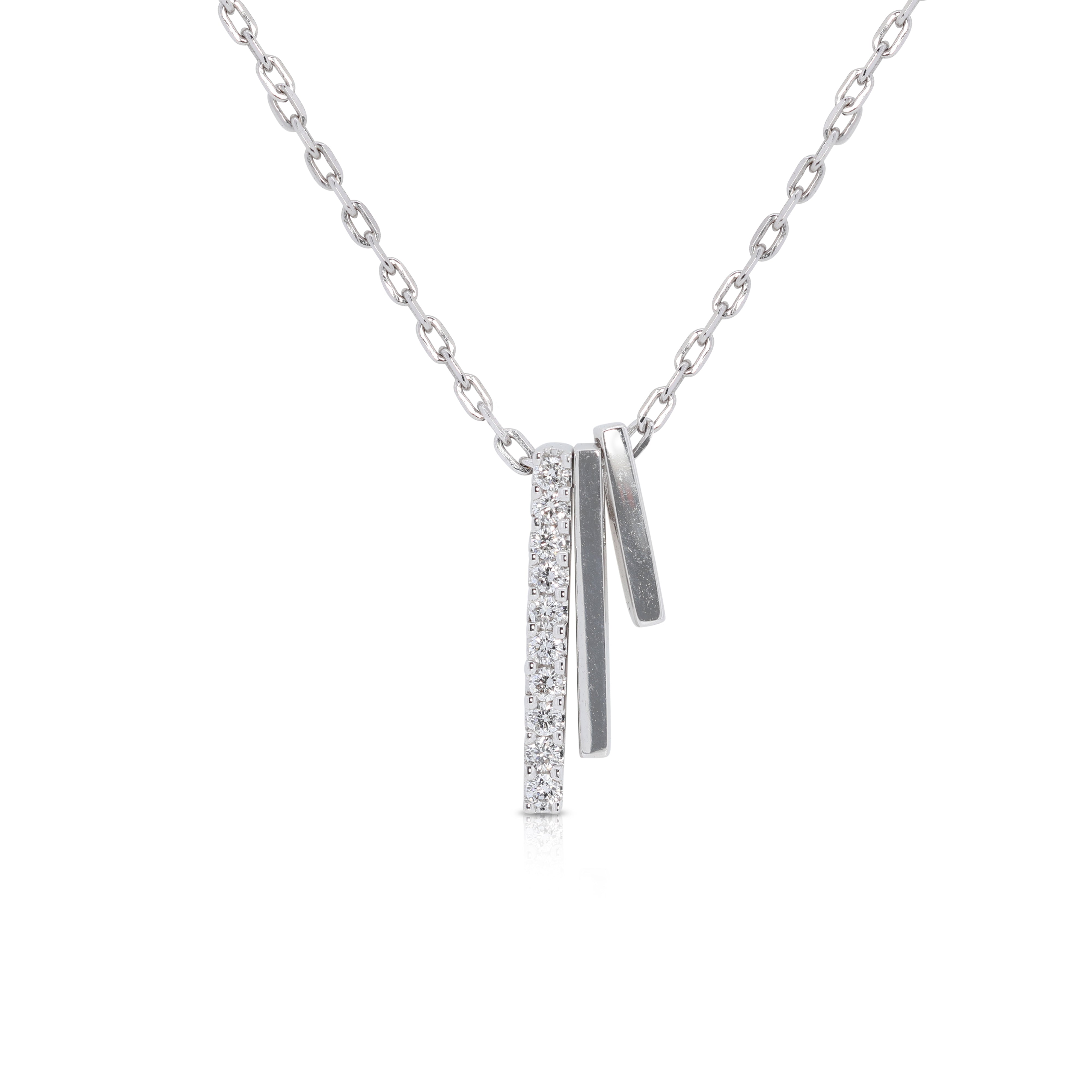 Stylish 0.10 carat Natural Diamond Necklace in 18K White Gold