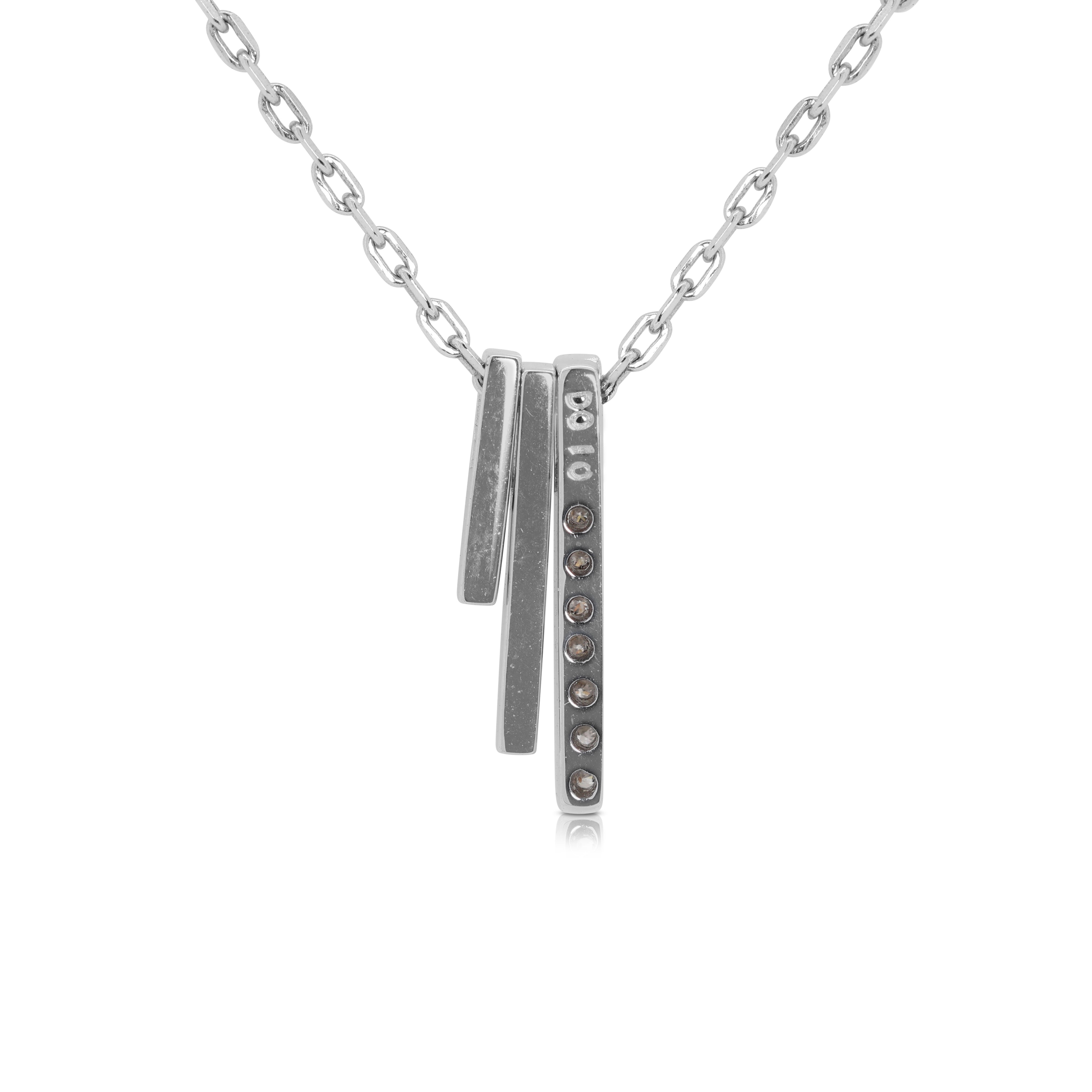 Stylish 0.10 carat Natural Diamond Necklace in 18K White Gold