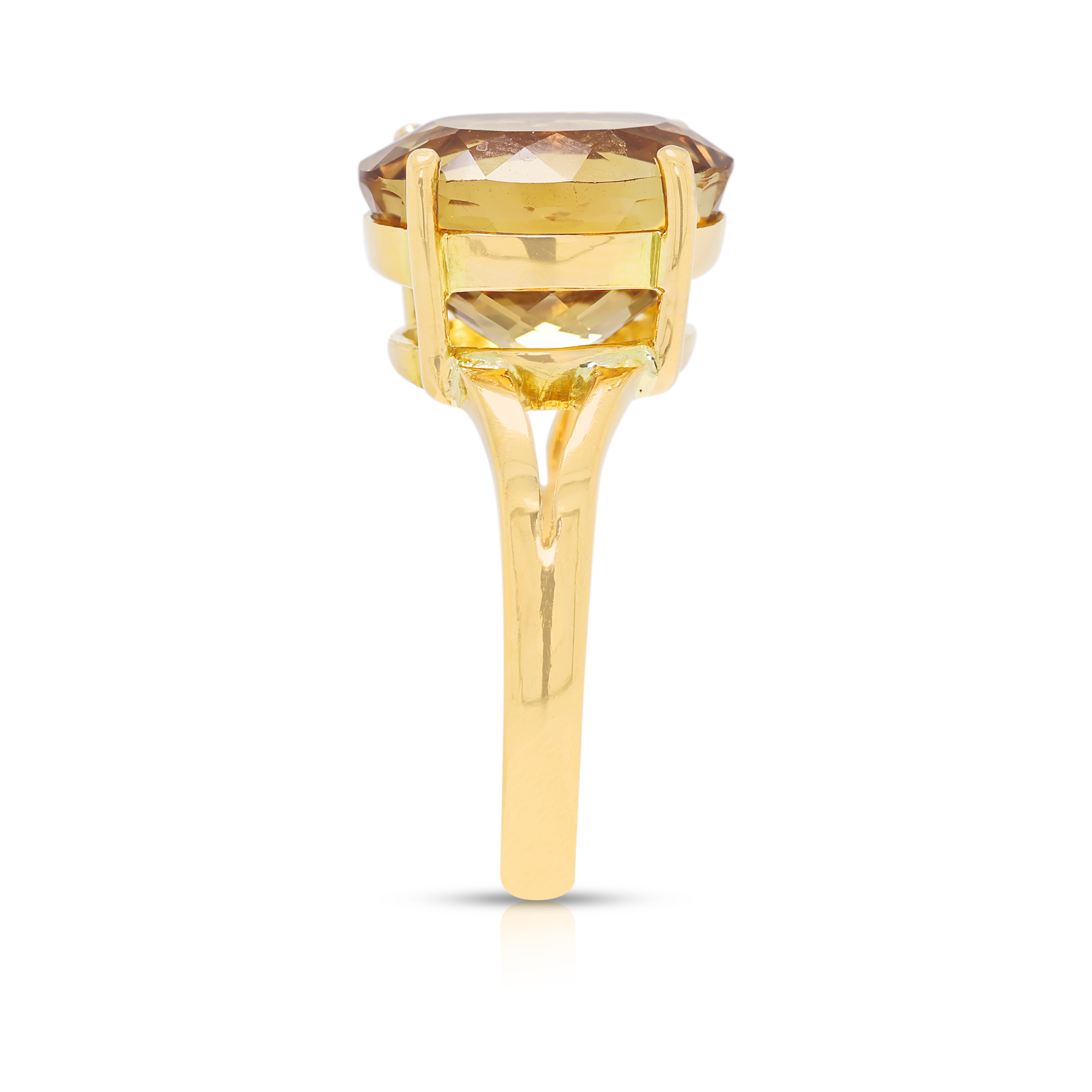 Spectacular 9.13ct Citrine Split Shank Ring in 21K Yellow Gold