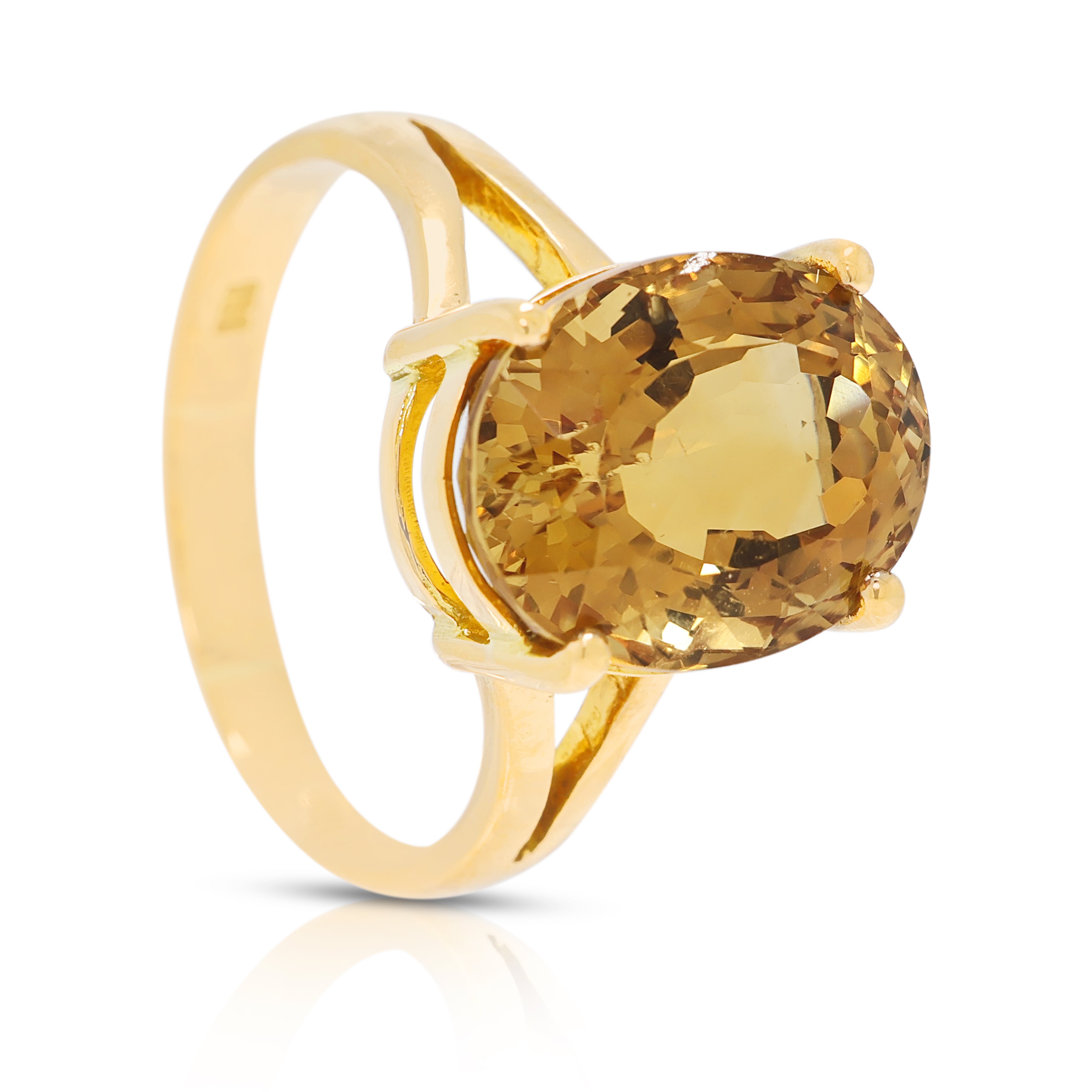 Spectacular 9.13ct Citrine Split Shank Ring in 21K Yellow Gold