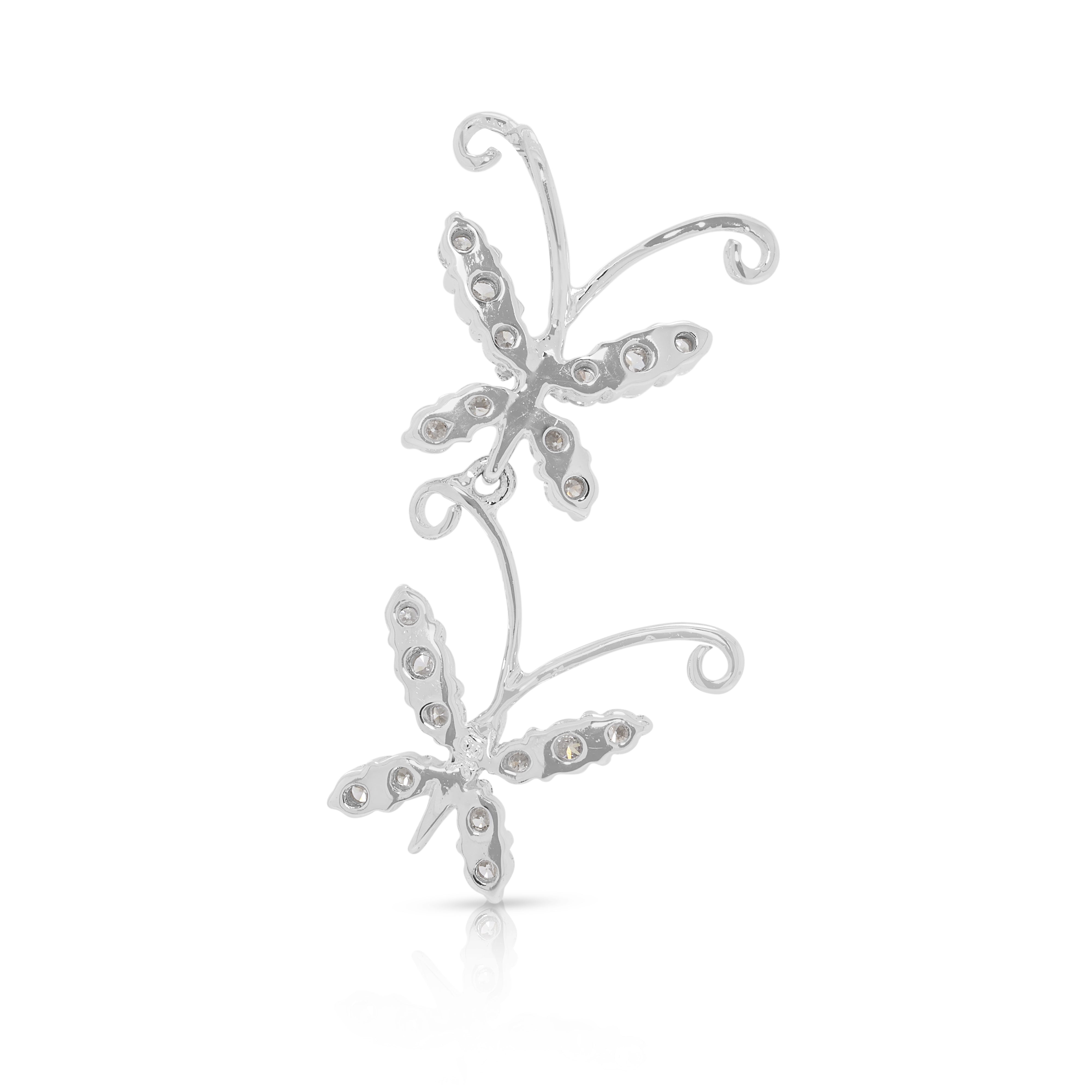 Whimsical 0.30ct Natural Diamond Butterfly 18K White Gold Pendant (New)