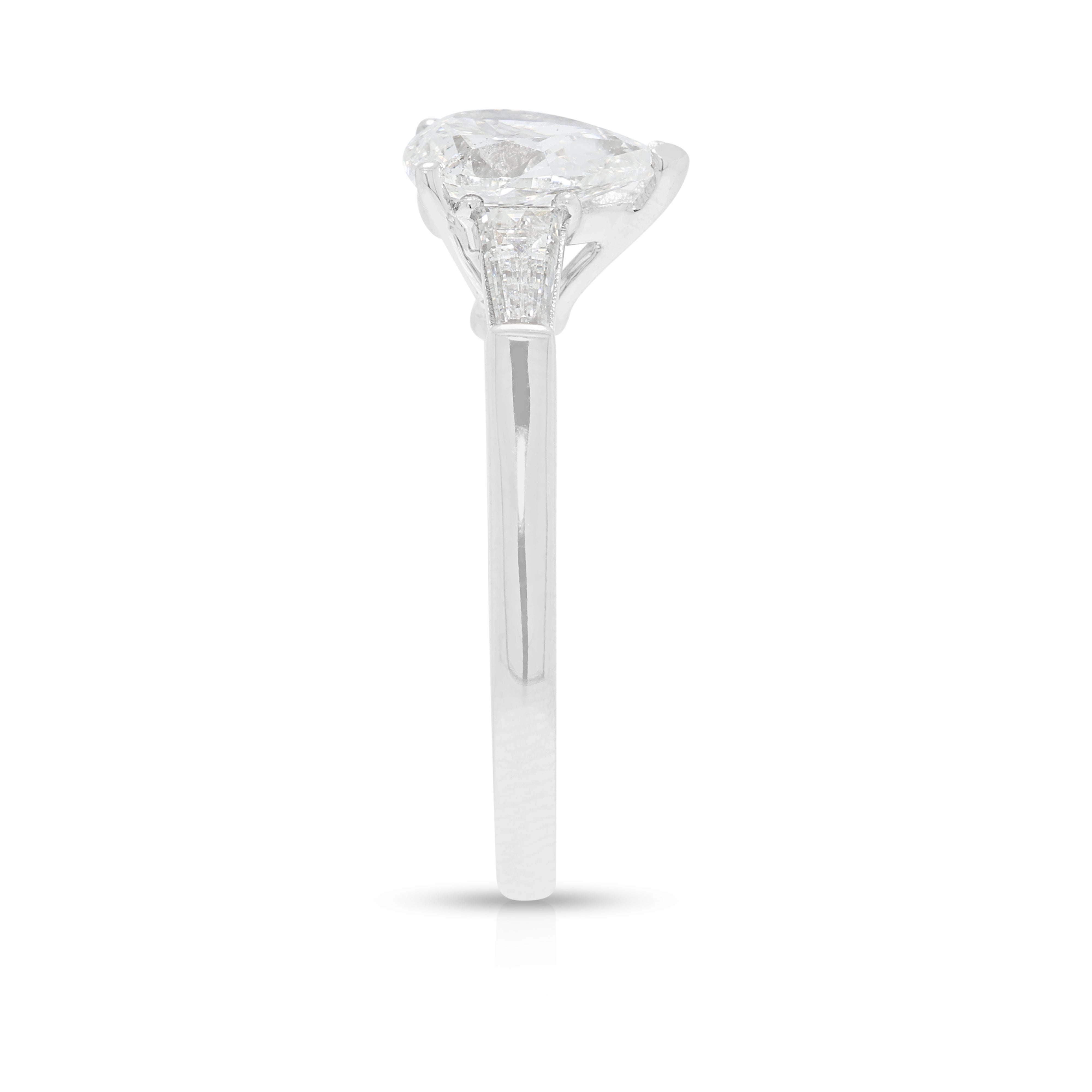 Breathtaking 1.33ct Natural Diamond Three-Stone Ring in 18K White Gold