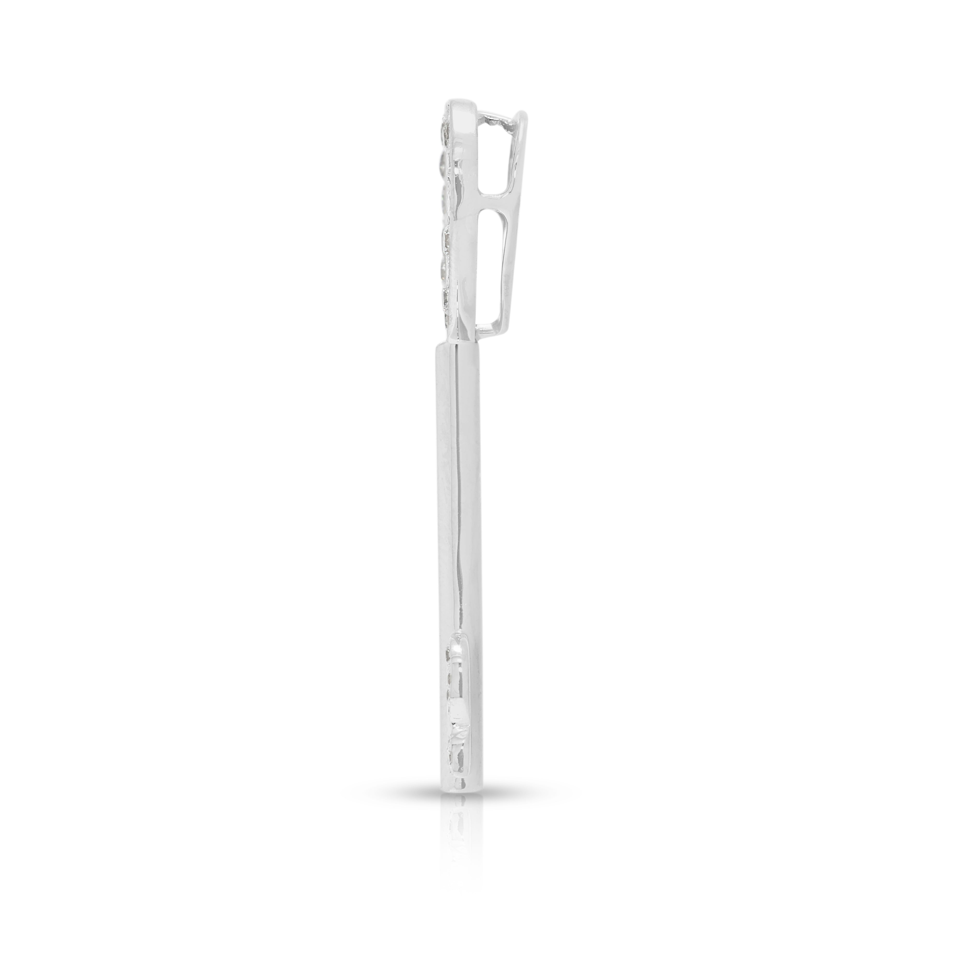 Romantic 0.68ct Natural Diamond Heart Key Pendant in 18K White Gold