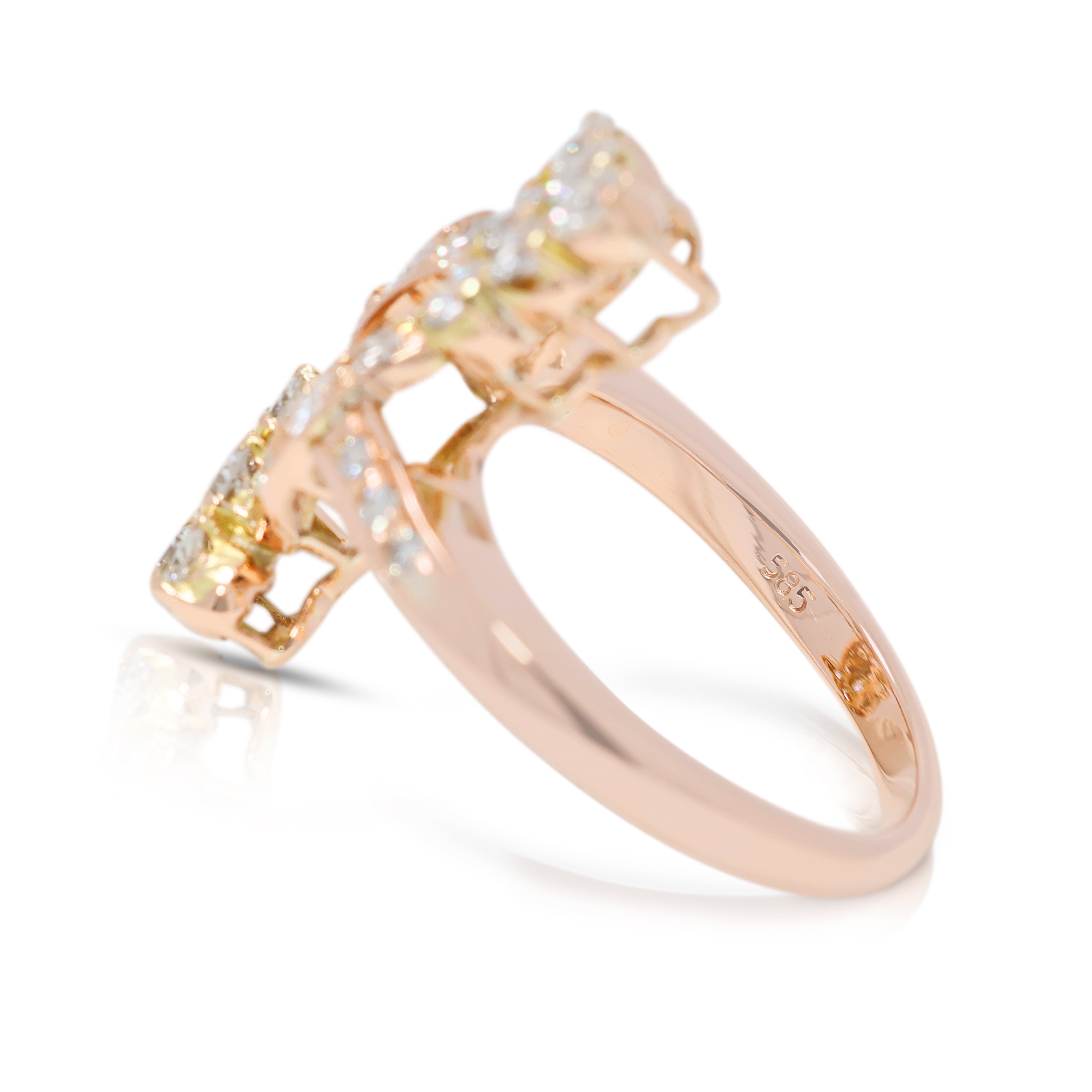 Graceful 0.54ct Natural Diamond Openwork Ring in 14K Yellow Gold