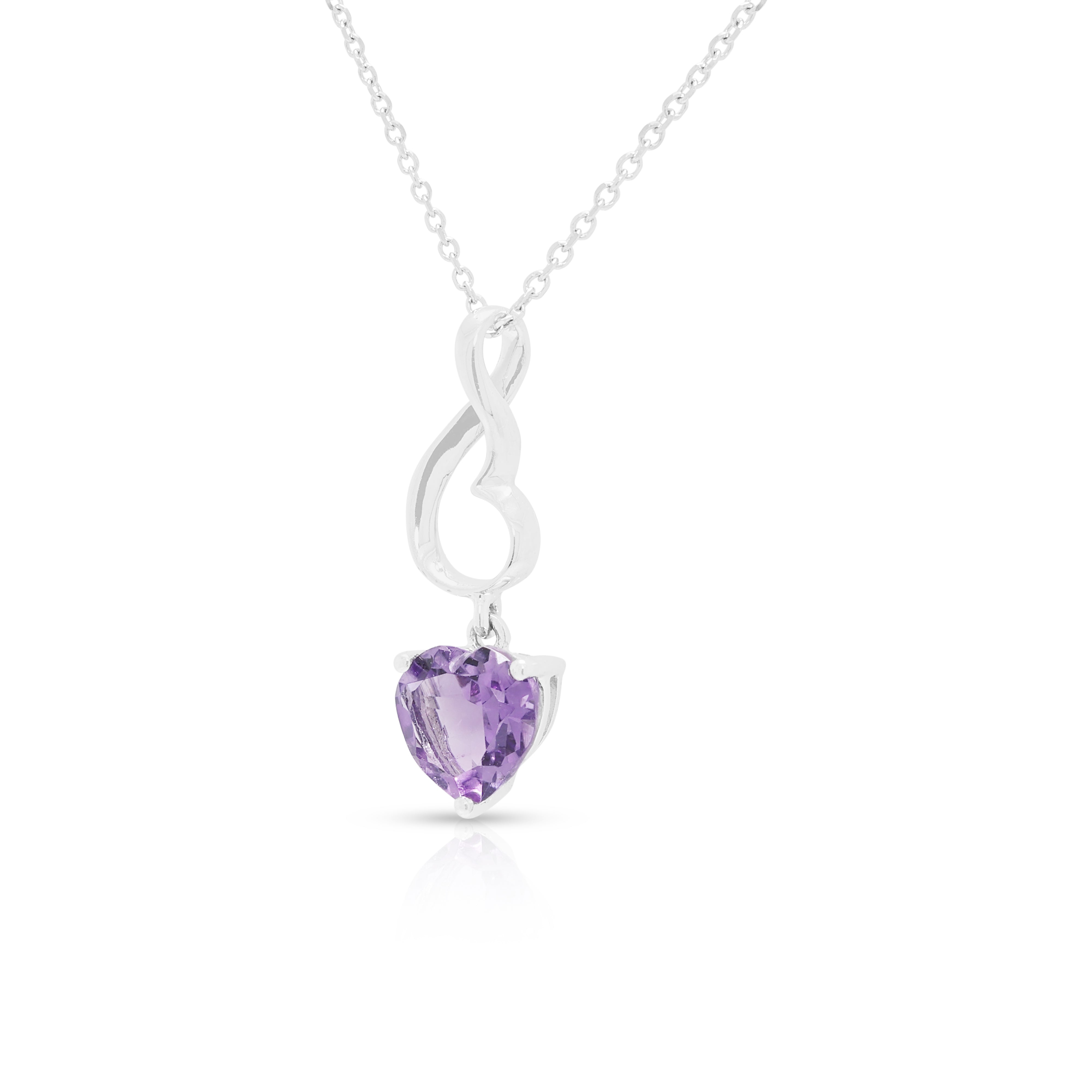 Whimsical 0.50ct Amethyst Heart Pendant Necklace in 10K White Gold