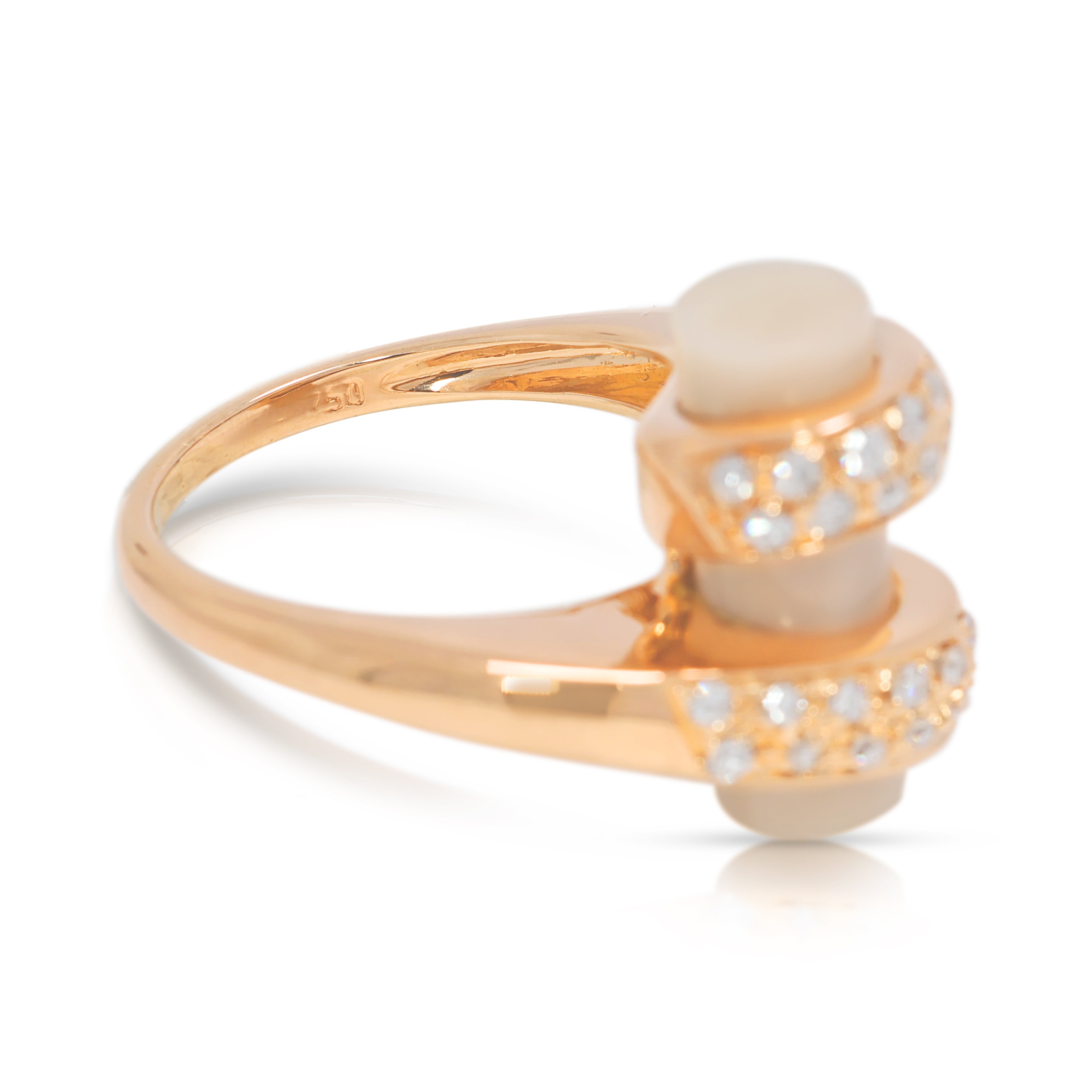 Charming 0.64ct Natural Diamond & Coral Wrap Ring in 18K Yellow Gold (New)