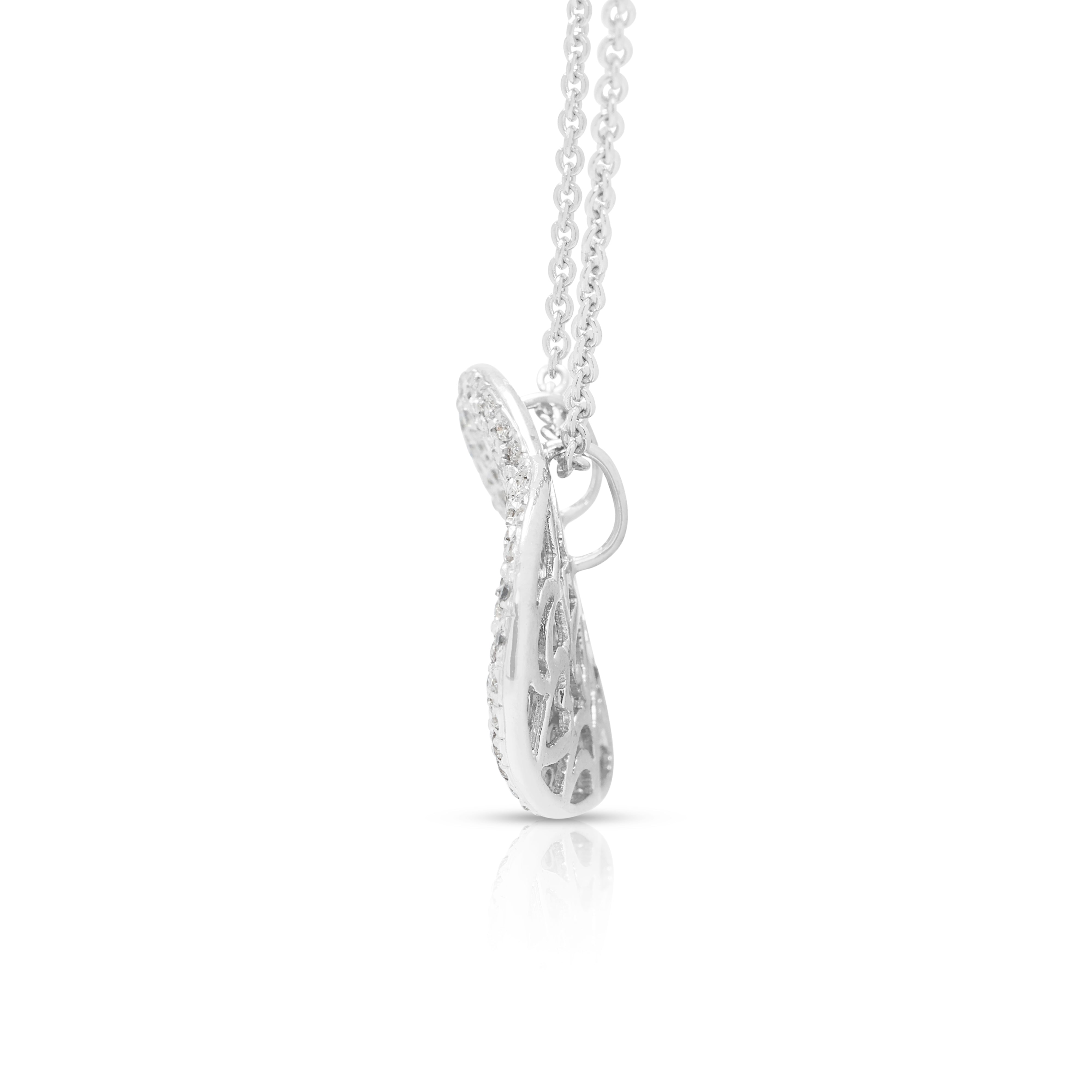 Romantic 0.50ct Natural Diamond Pavé Heart Pendant Necklace in 18K White Gold