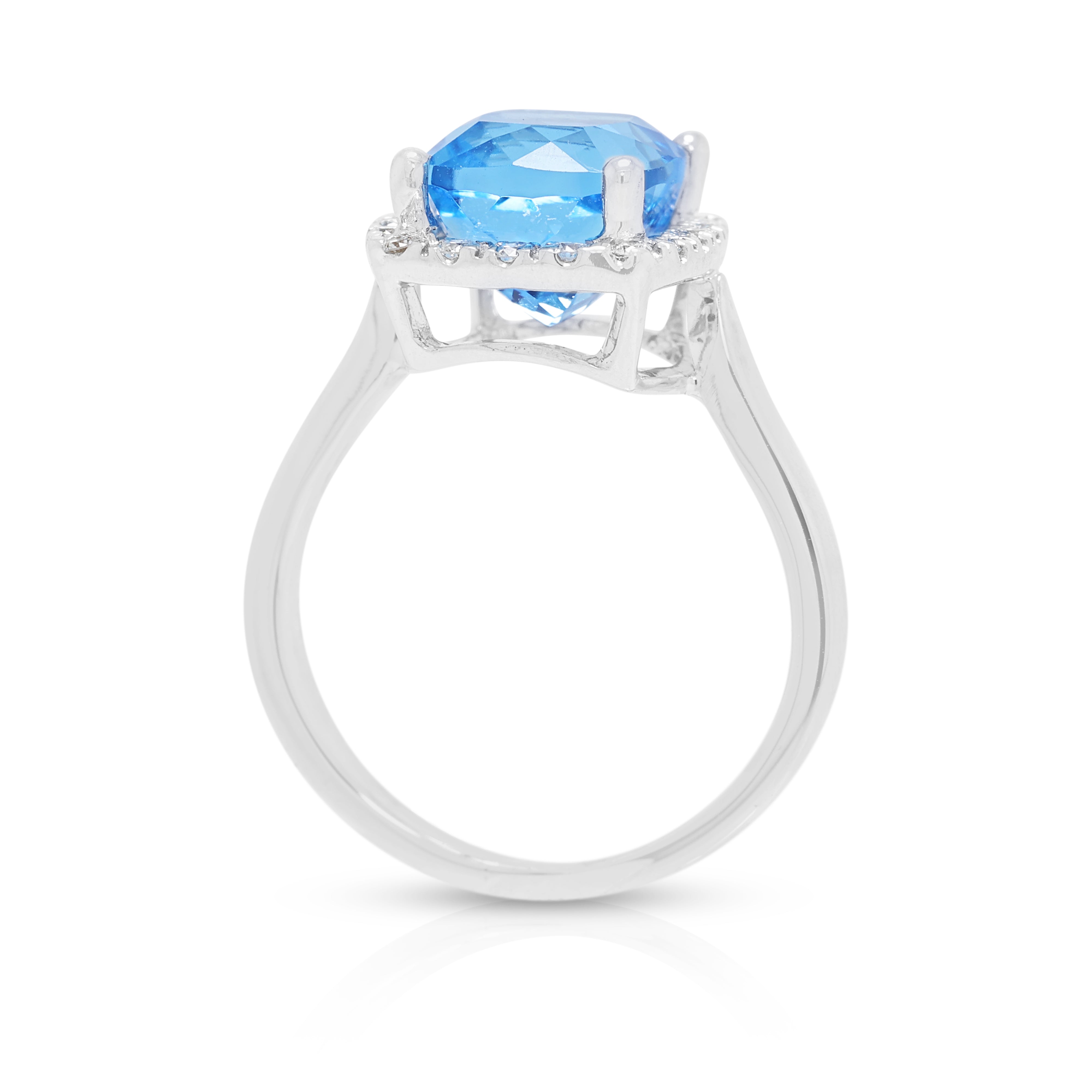 Alluring 5.00ct Topaz and 0.20ct Natural Diamond Halo Ring in 18K White Gold
