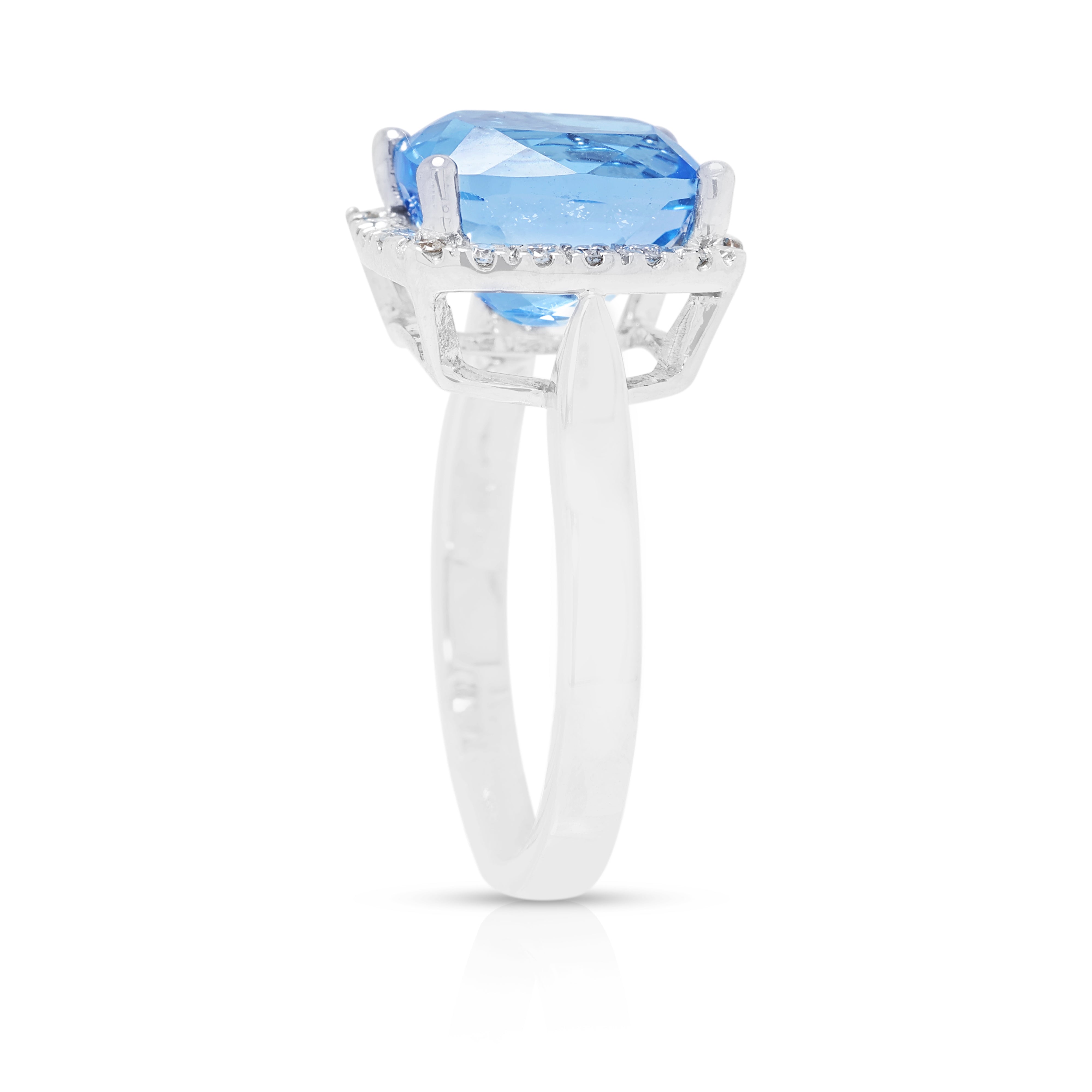 Alluring 5.00ct Topaz and 0.20ct Natural Diamond Halo Ring in 18K White Gold