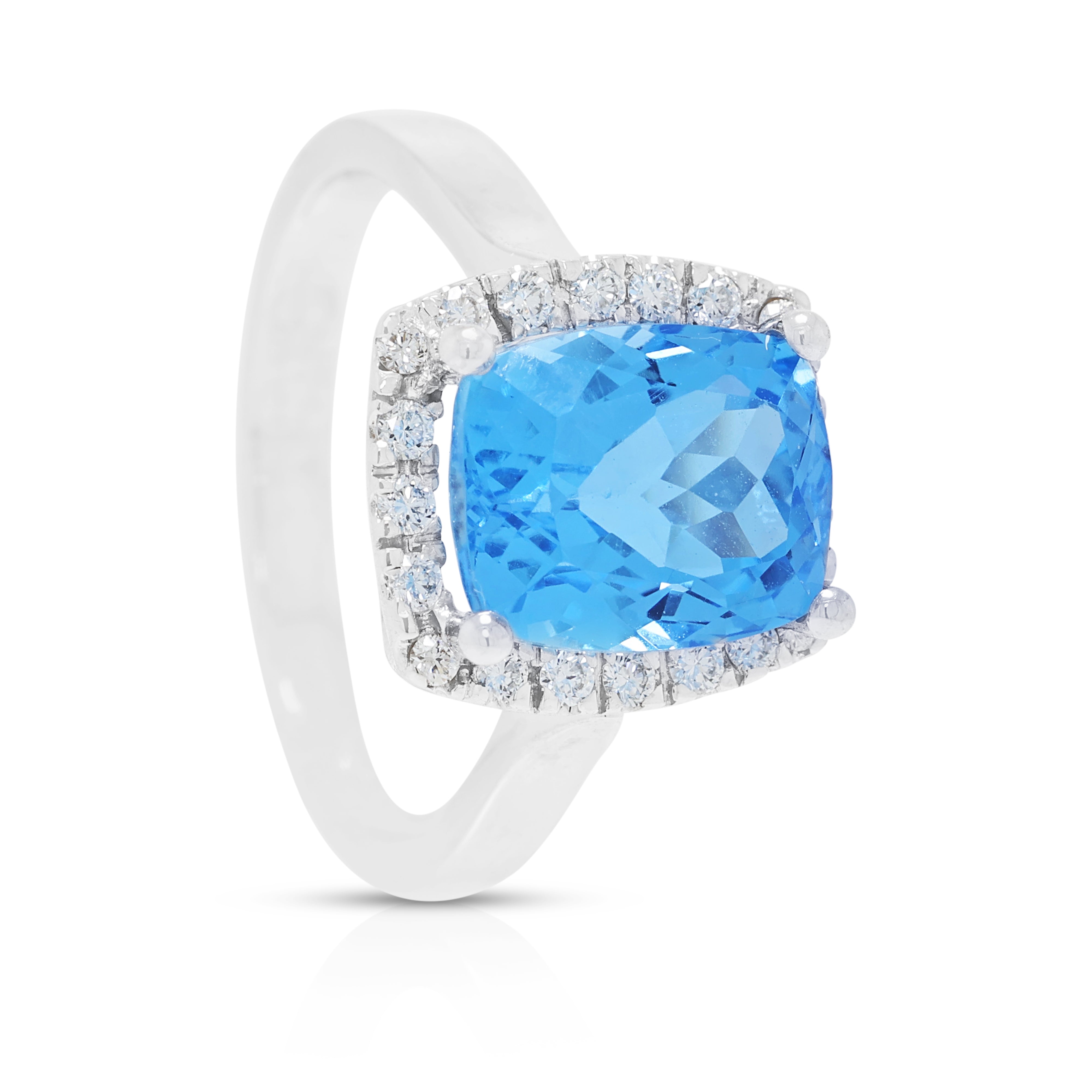 Alluring 5.00ct Topaz and 0.20ct Natural Diamond Halo Ring in 18K White Gold
