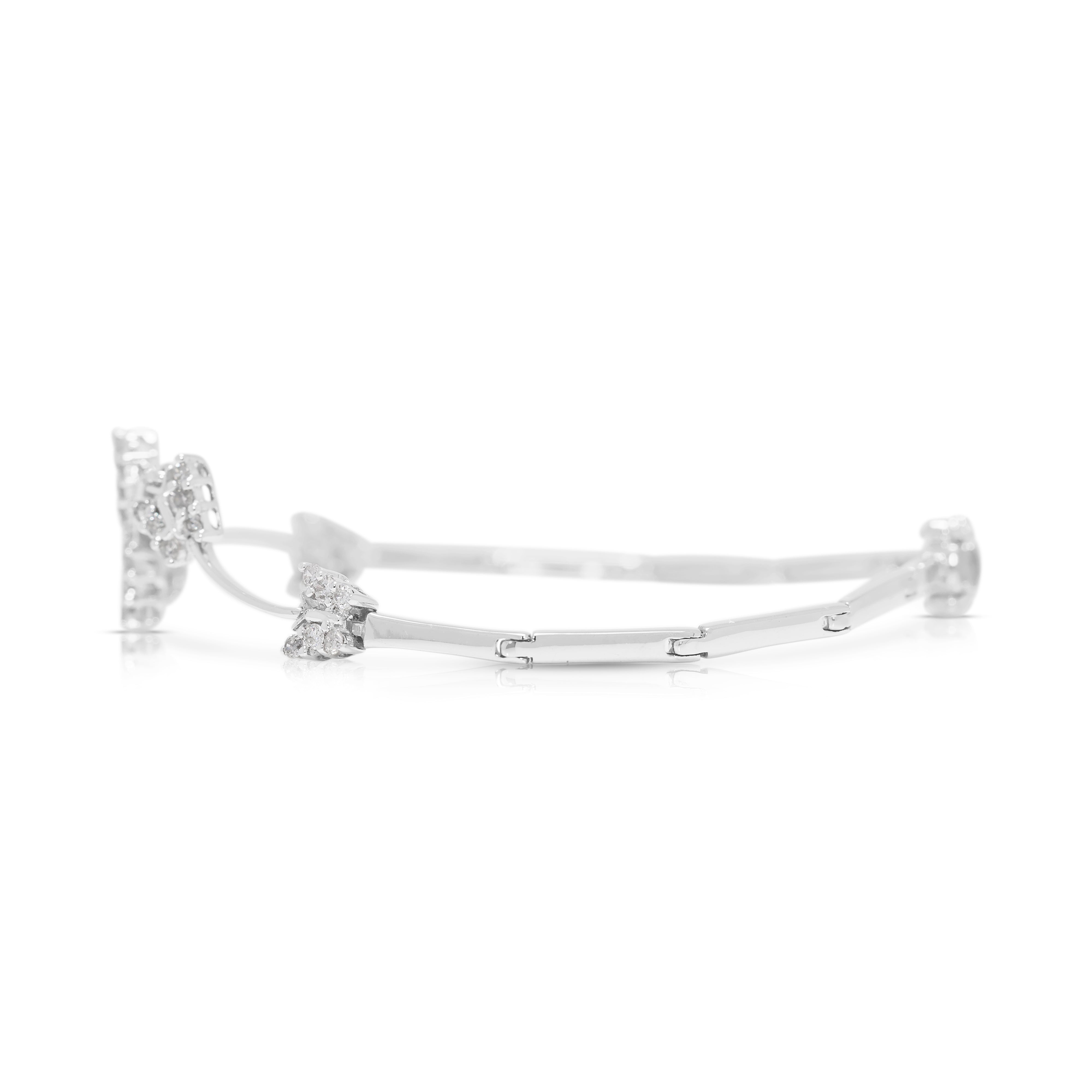 Quirky 0.30ct Natural Diamond Butterfly 18K White Gold Bracelet (Unworn)