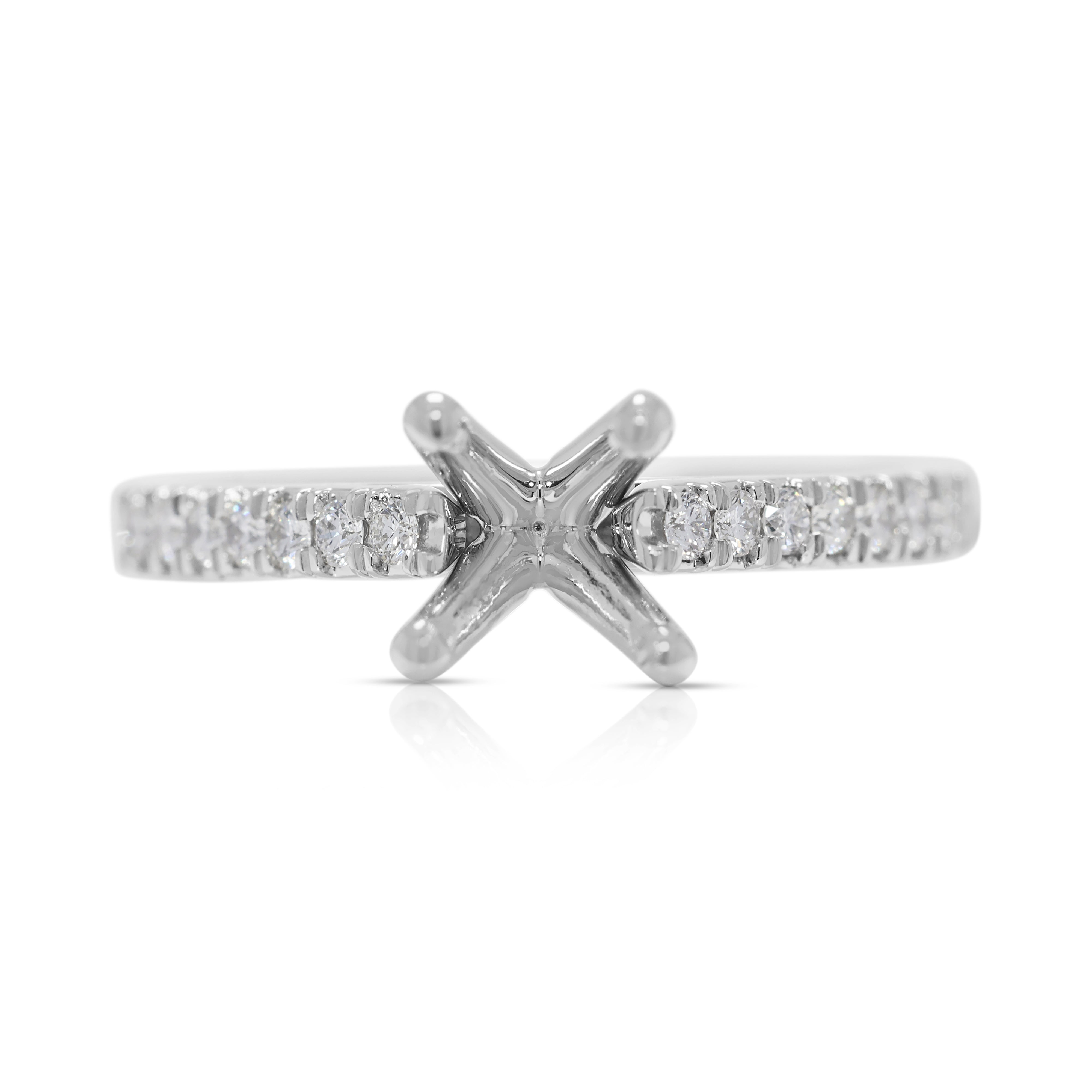 Lustrous 0.24ct Natural Diamond Pave Ring Setting in Platinum
