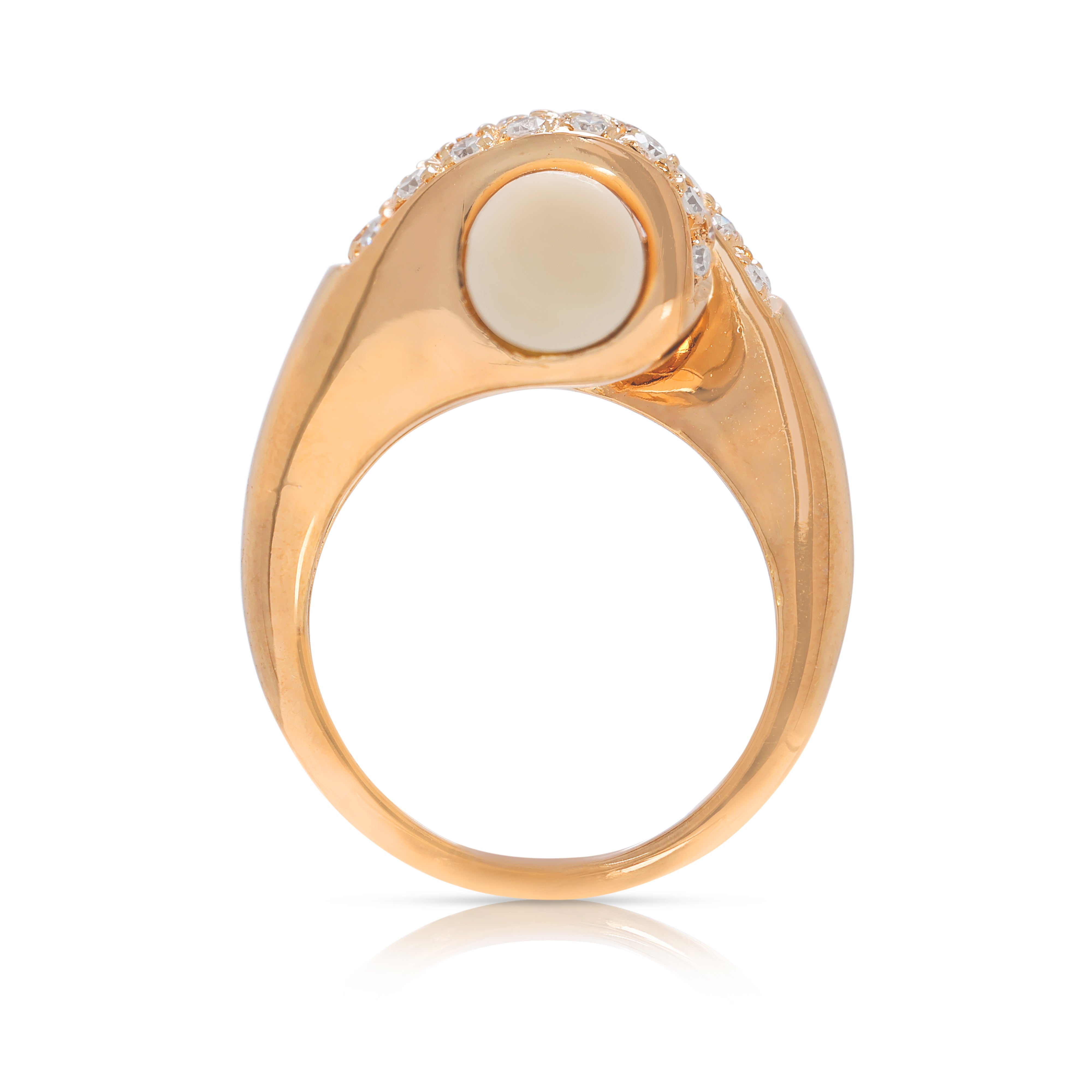 Charming 0.64ct Natural Diamond & Coral Wrap Ring in 18K Yellow Gold (New)