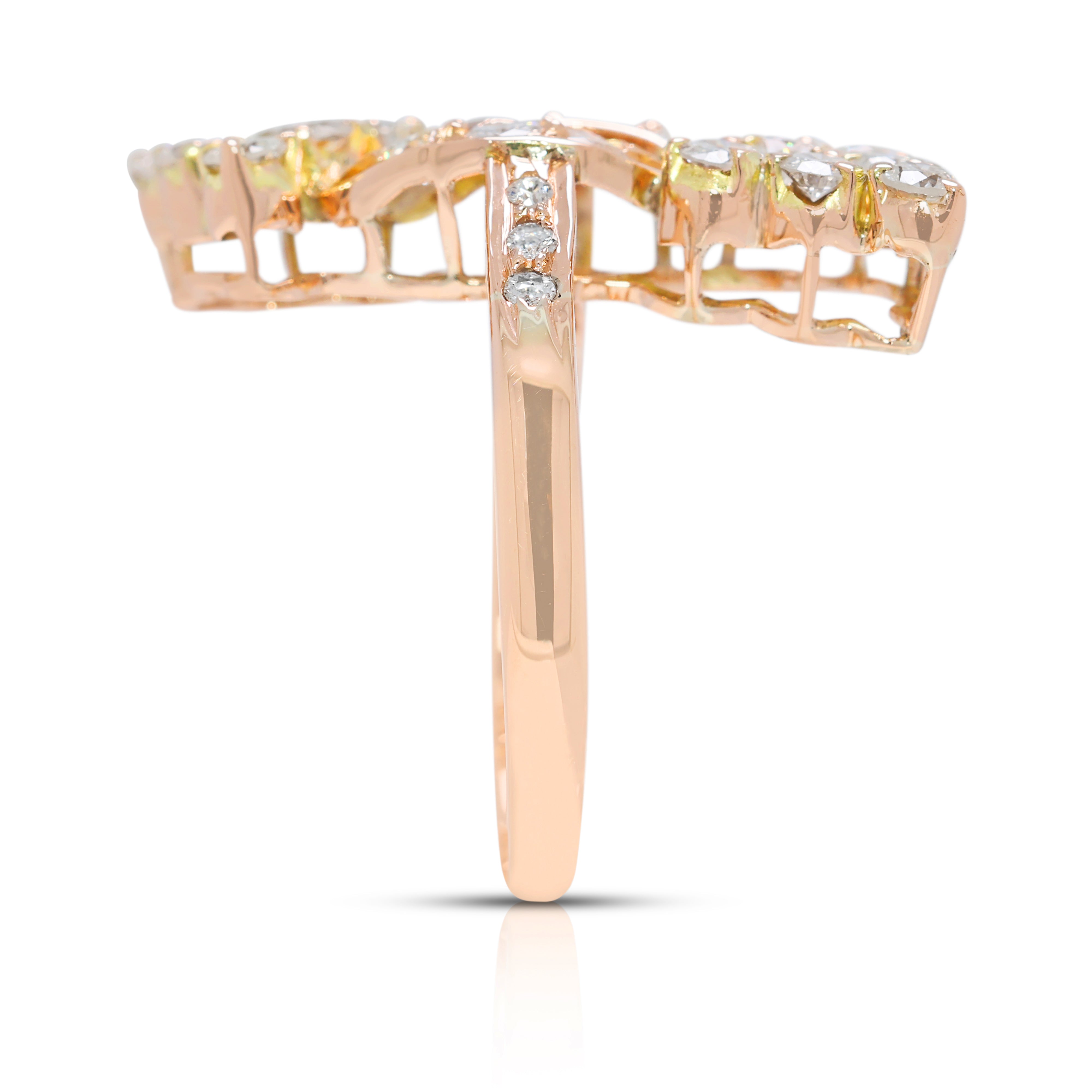 Graceful 0.54ct Natural Diamond Openwork Ring in 14K Yellow Gold