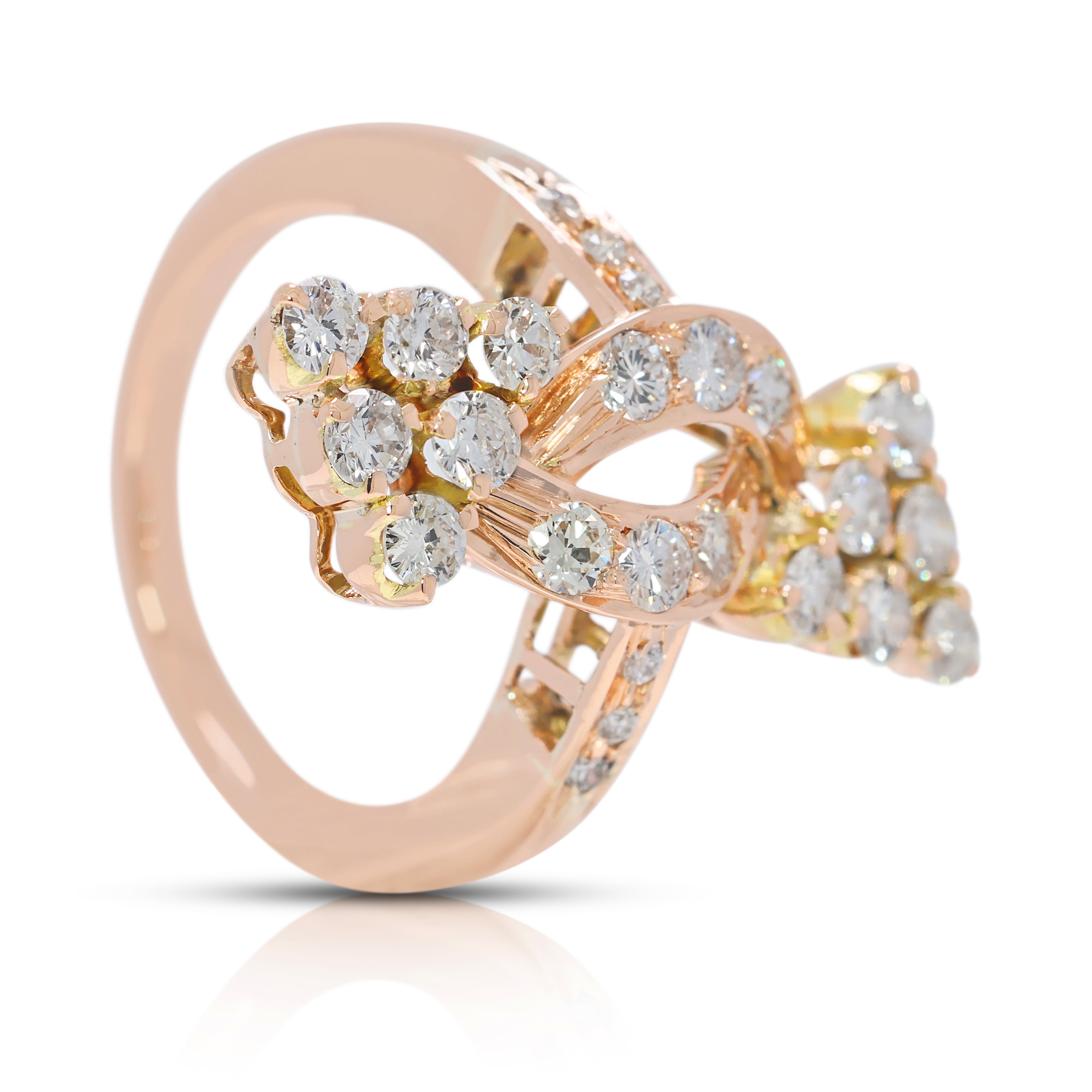 Graceful 0.54ct Natural Diamond Openwork Ring in 14K Yellow Gold