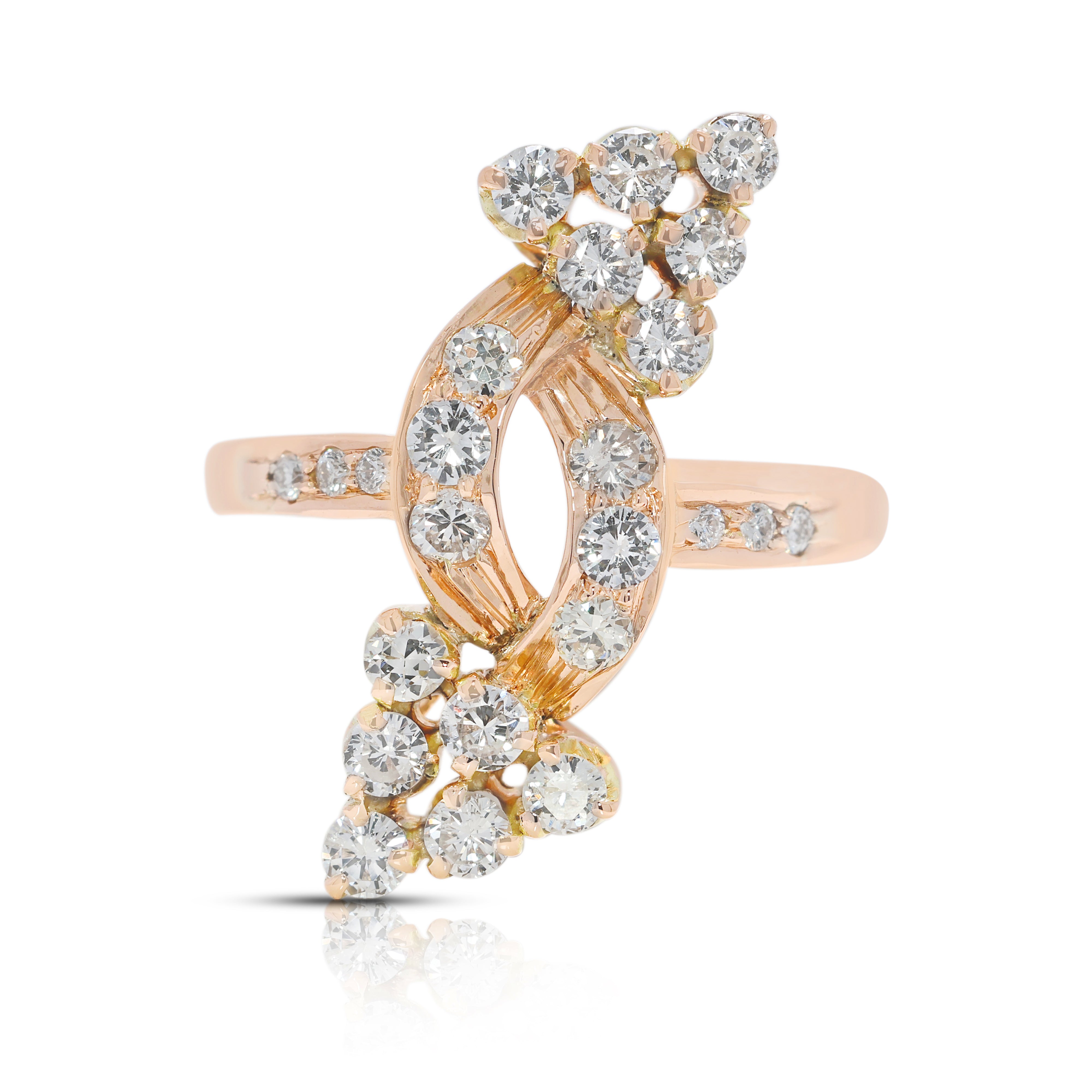 Graceful 0.54ct Natural Diamond Openwork Ring in 14K Yellow Gold