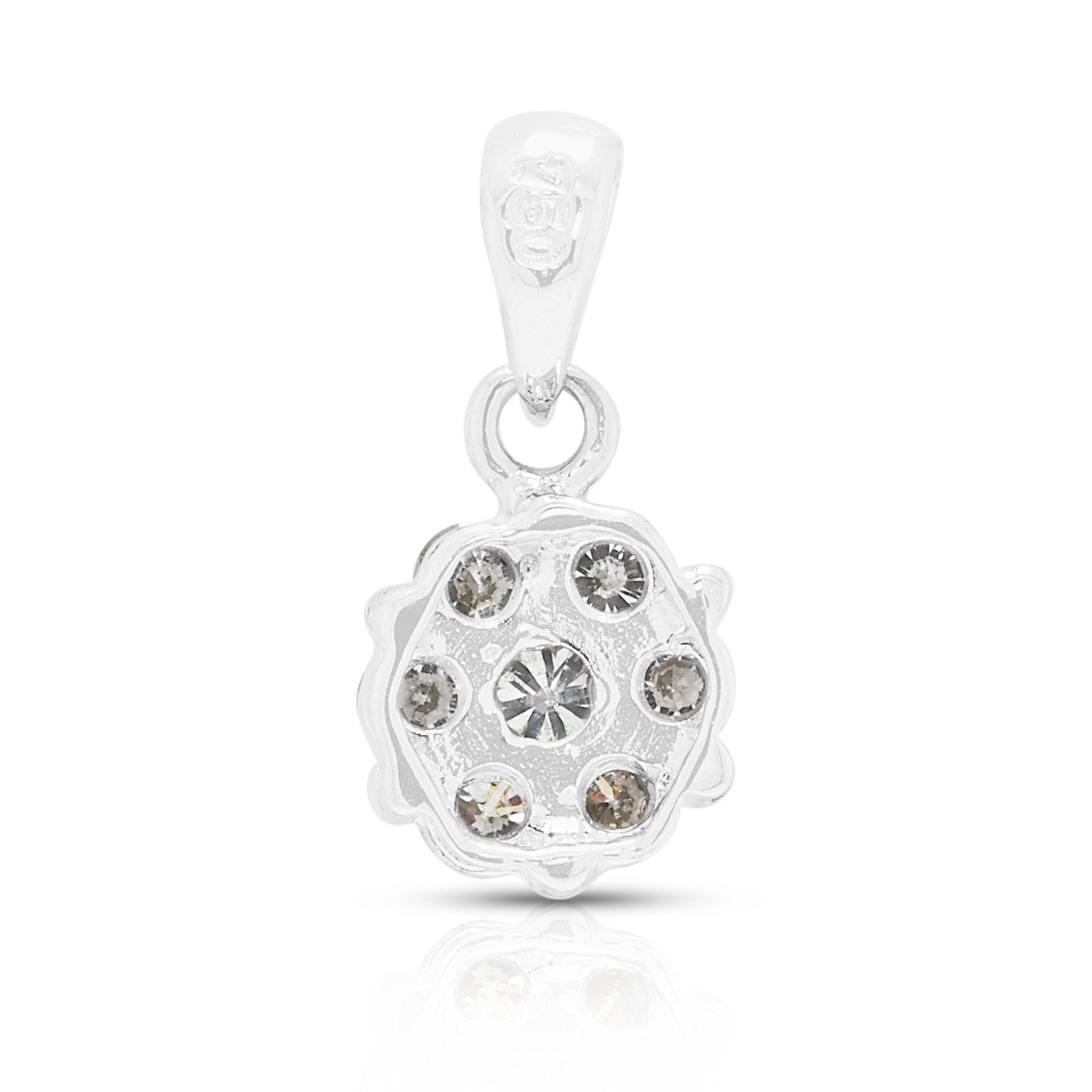 Delicate 0.10ct Natural Diamond Classic Flower Cluster Pendant in 18K White Gold
