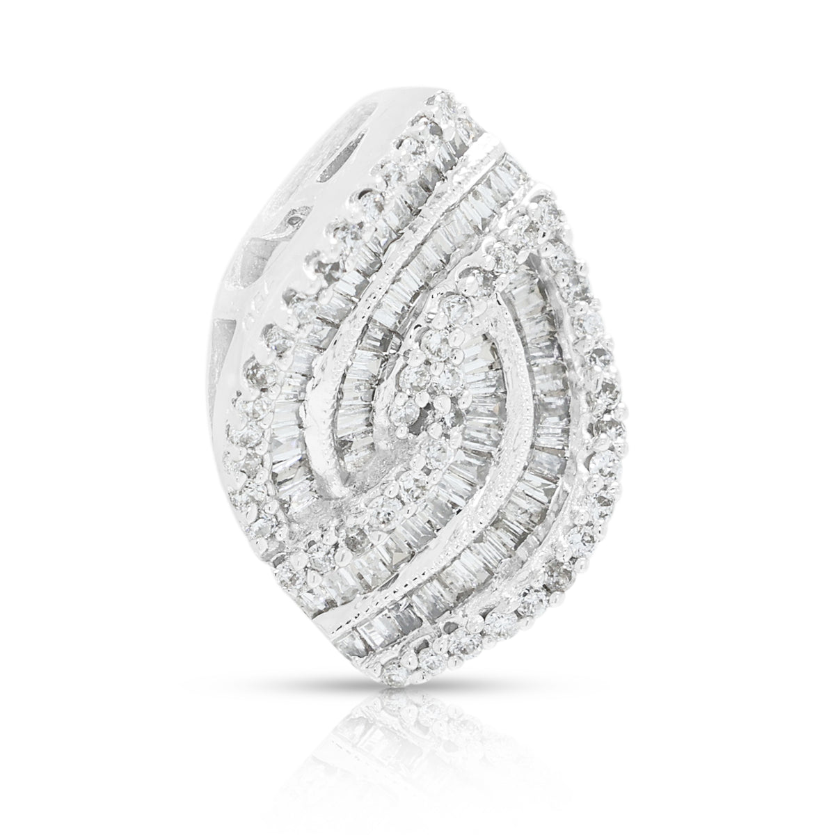 Elegant 0.42ct Natural Diamond Stylized Marquise Wave Pendant in 18K White Gold