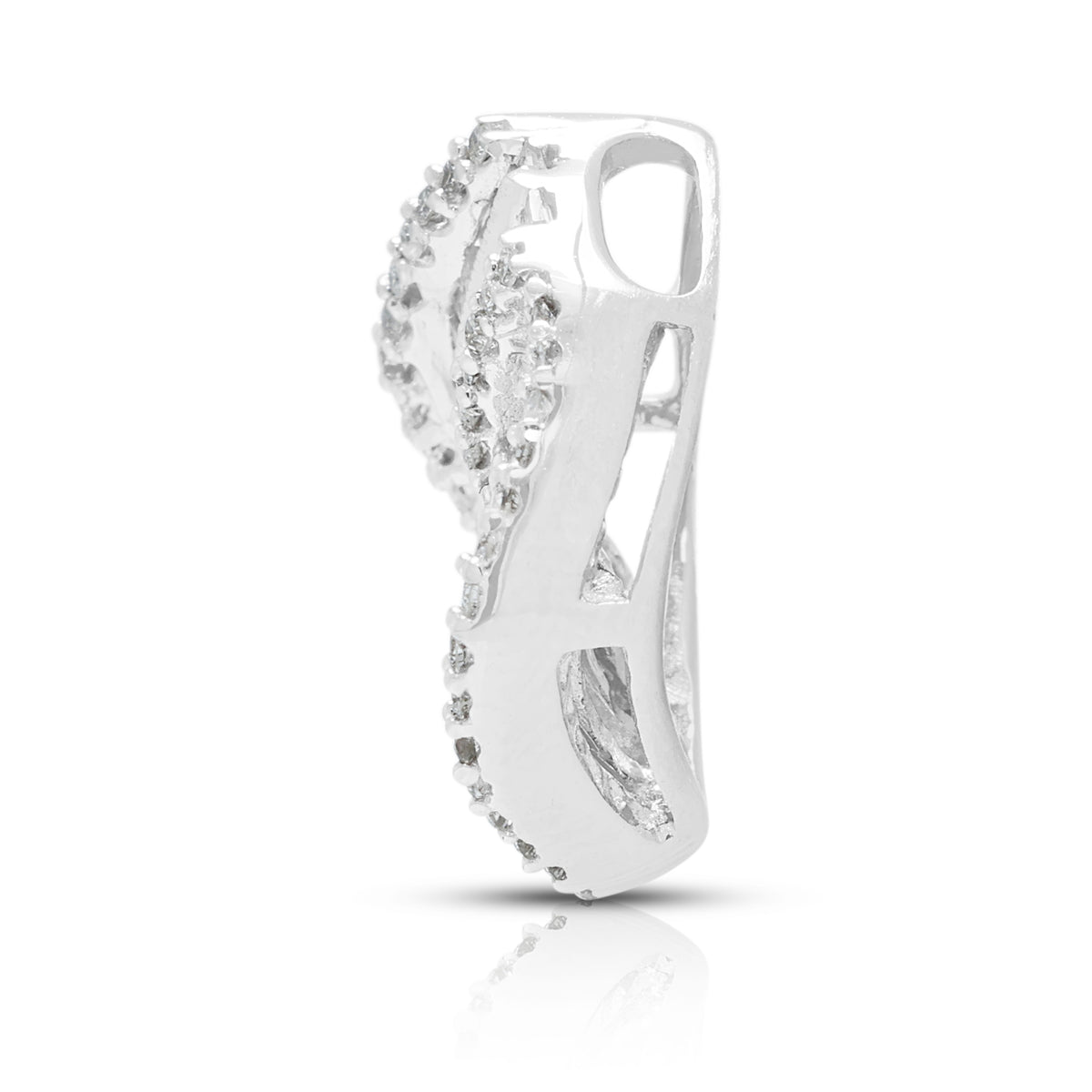 Elegant 0.42ct Natural Diamond Stylized Marquise Wave Pendant in 18K White Gold