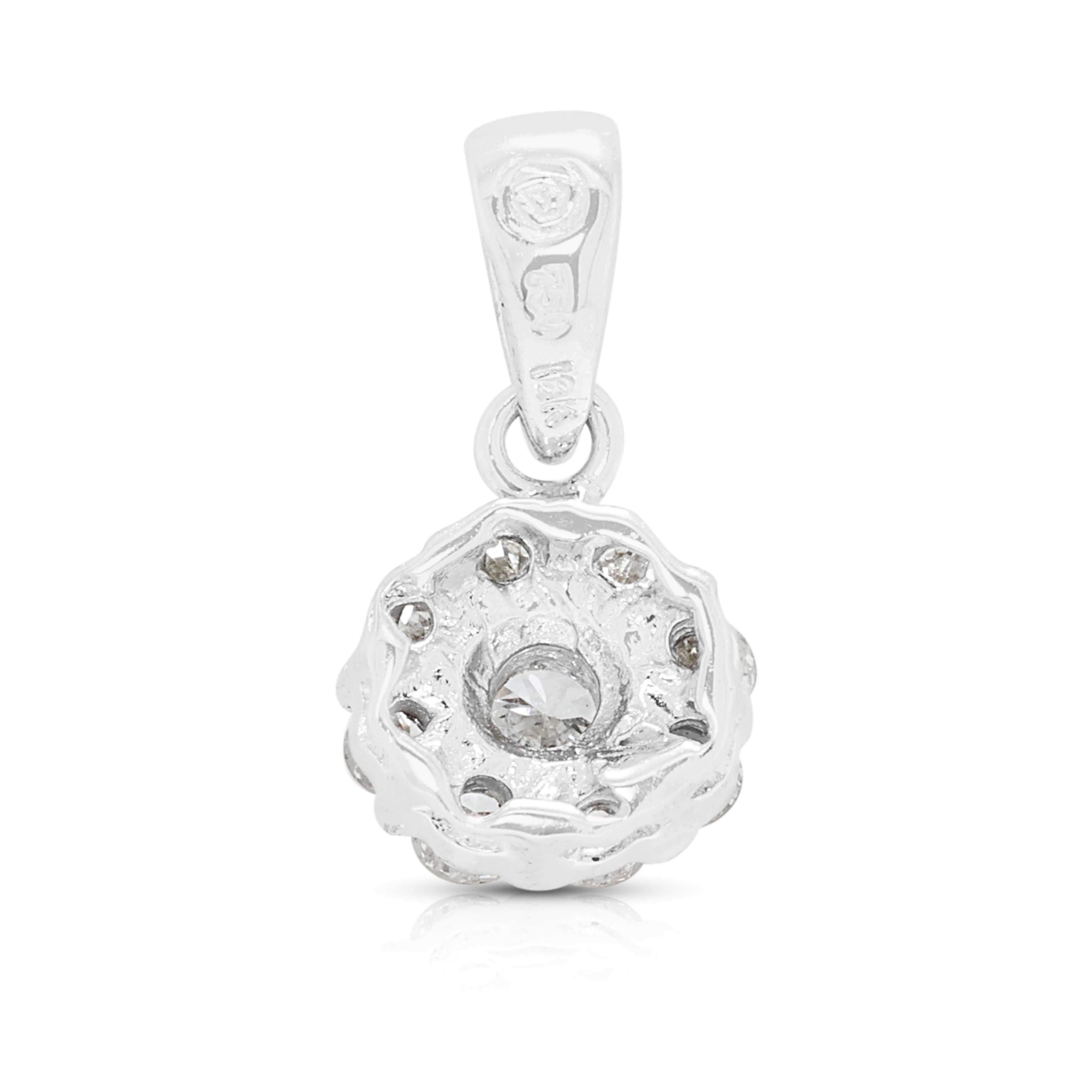 Elegant 0.09ct Natural Diamond Classic Flower Cluster Pendant in 18K White Gold