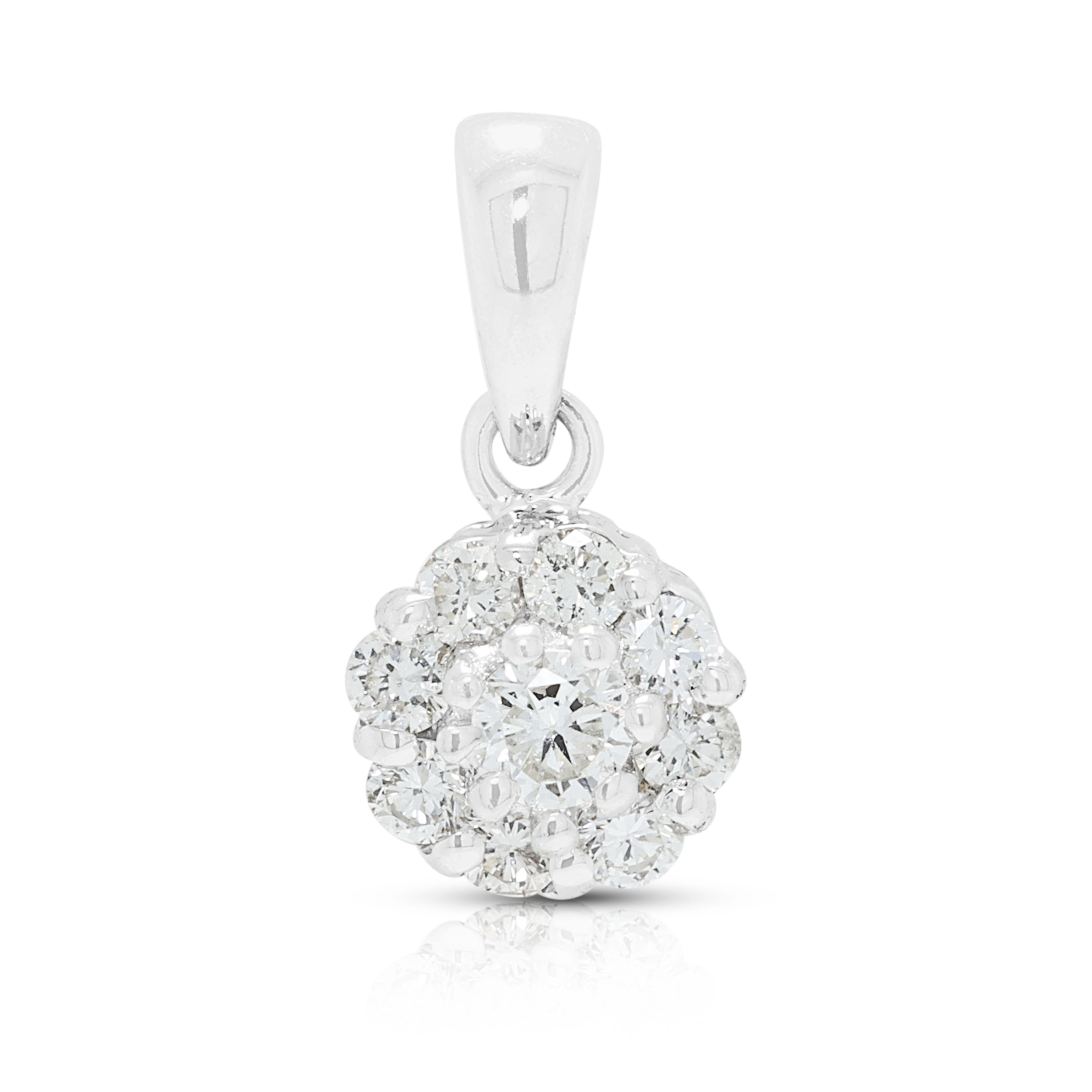 Elegant 0.09ct Natural Diamond Classic Flower Cluster Pendant in 18K White Gold