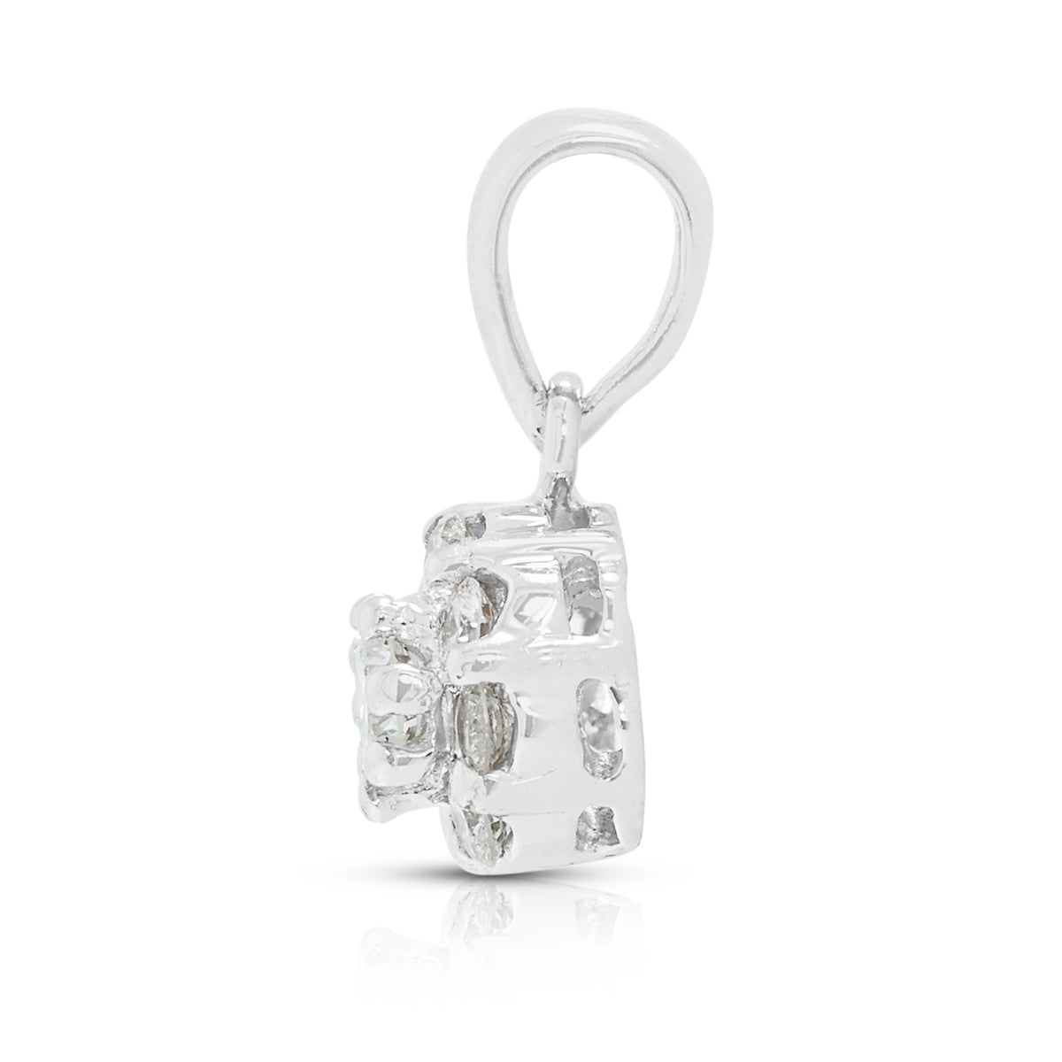 Elegant 0.09ct Natural Diamond Classic Flower Cluster Pendant in 18K White Gold